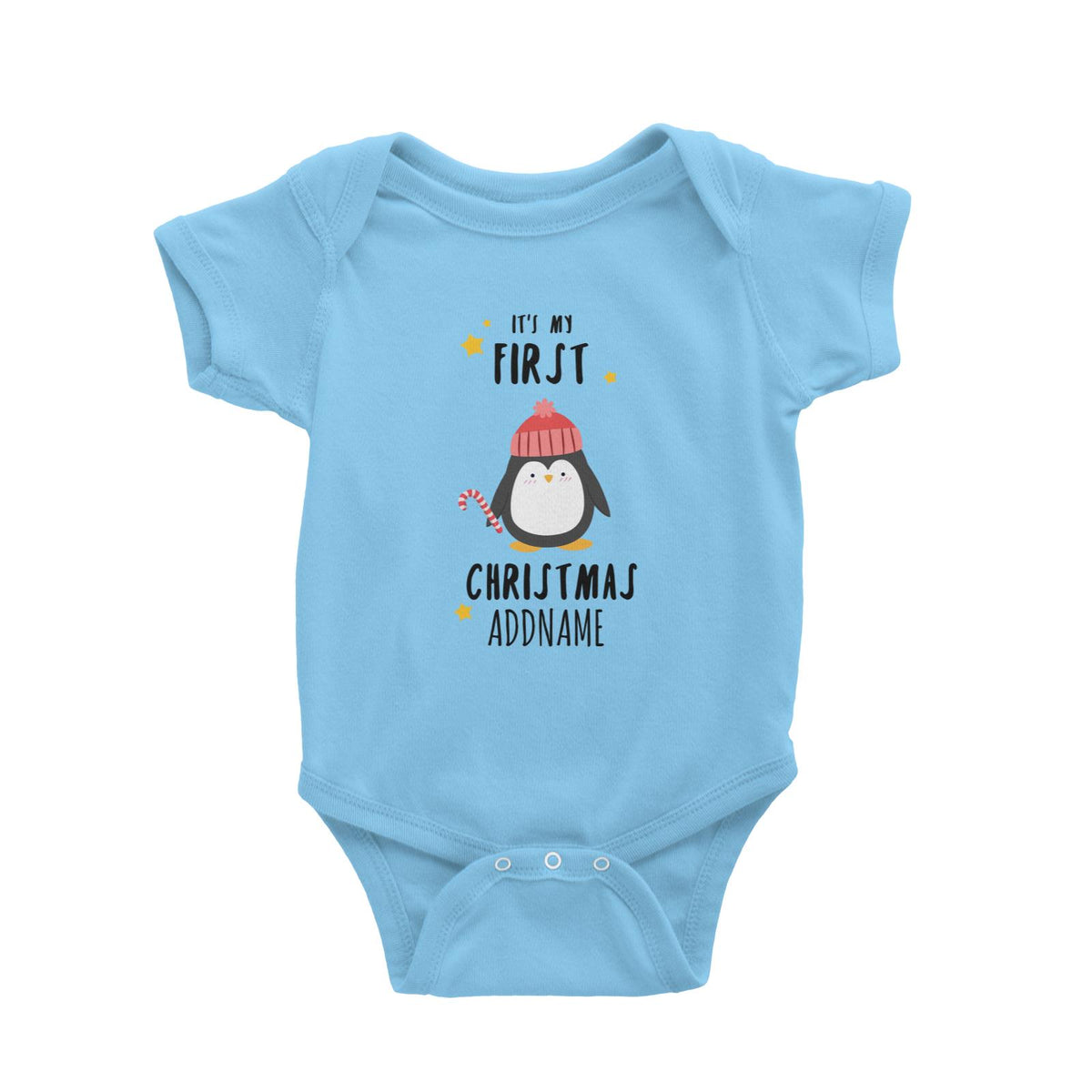 Cute Penguin First Christmas Addname Baby Romper  Personalizable Designs Animal