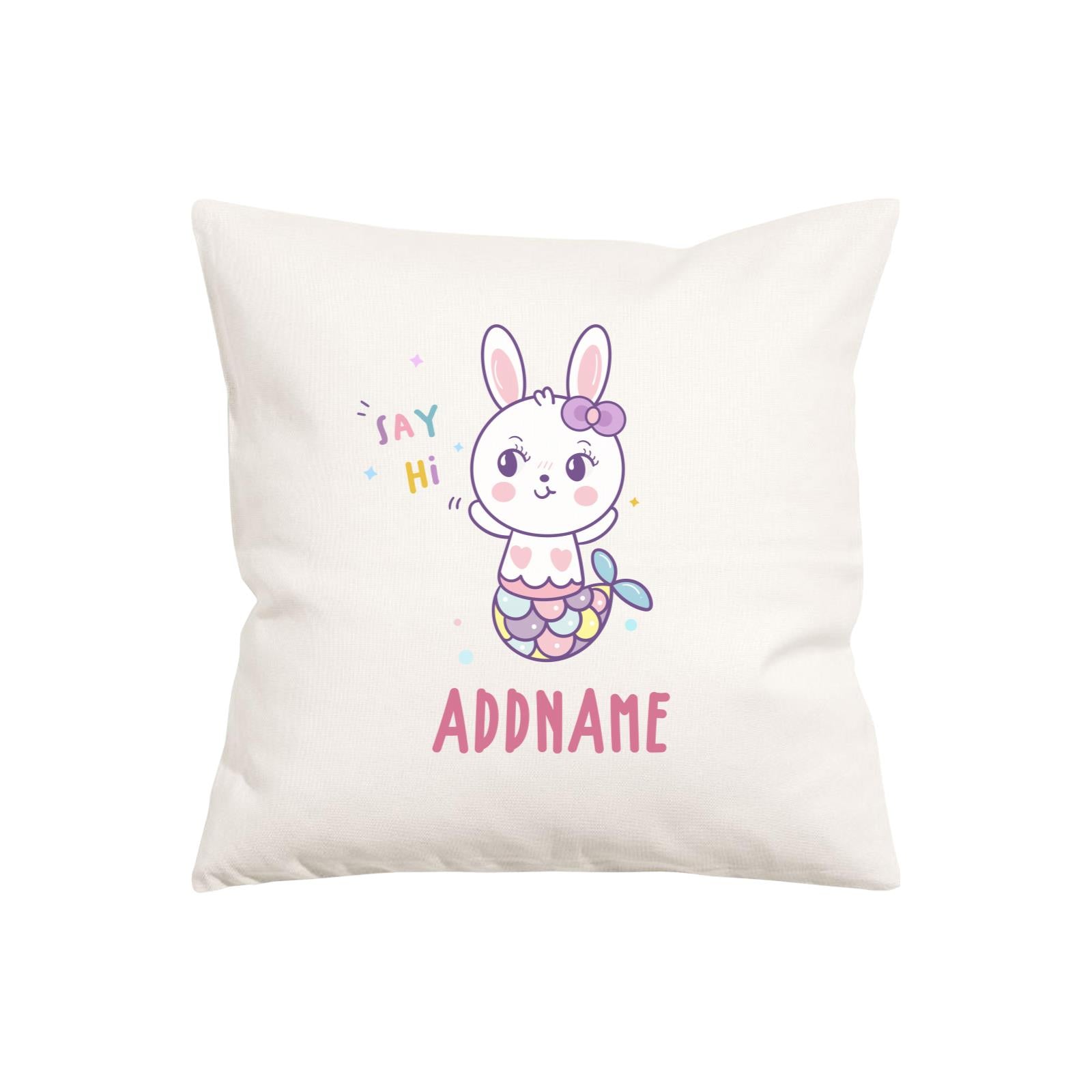 Unicorn And Princess Series Cute Say Hi Rabbit Mermaid Addname Pillow Cushion