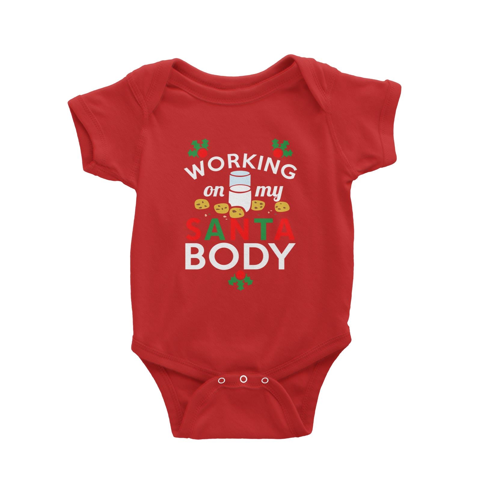 Working On My Santa Body Baby Romper Christmas Fitness Funny