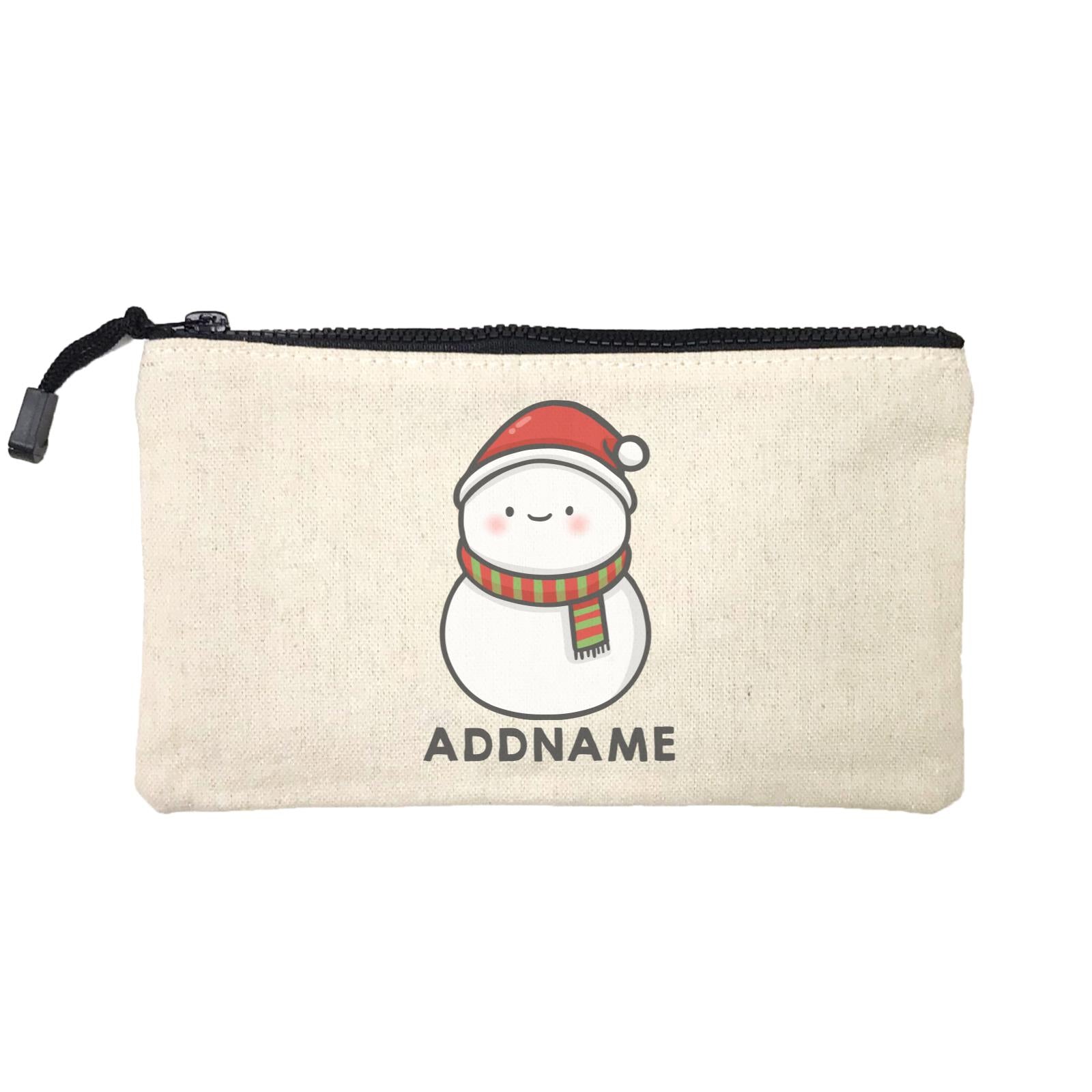 Xmas Cute Snowman Facing Foward Addname Mini Accessories Stationery Pouch