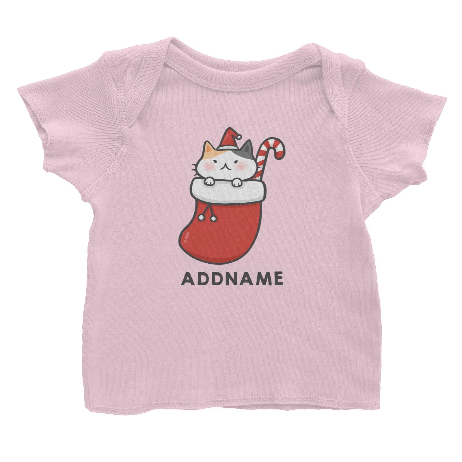 Xmas Cute Cat In Christmas Sock Addname Accessories Baby T-Shirt
