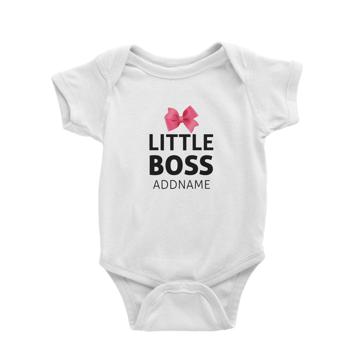 Little Boss With Pink Ribbon Baby Romper