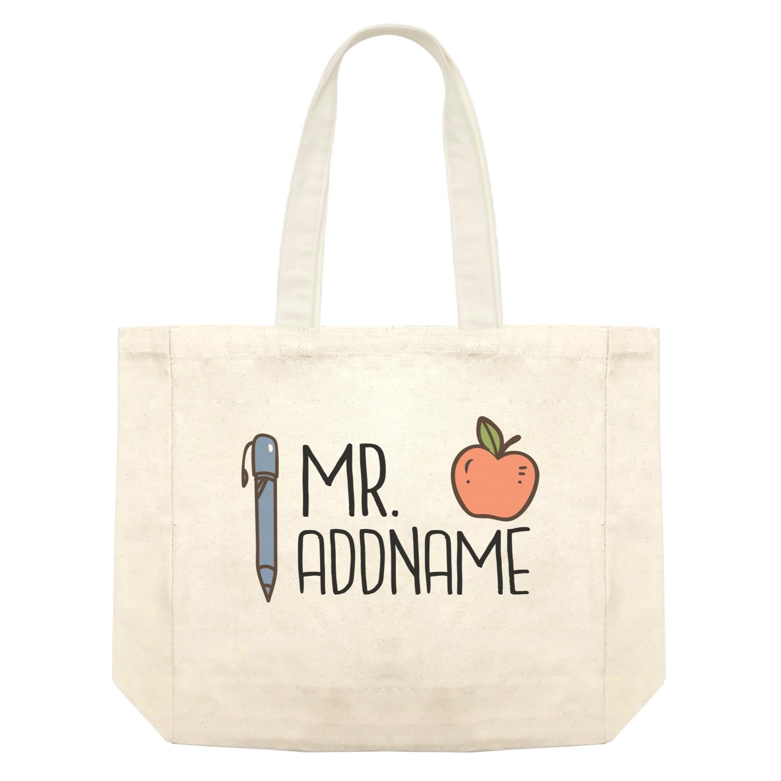 Teacher Addname Apple And Pen Mr Addname Shopping Bag