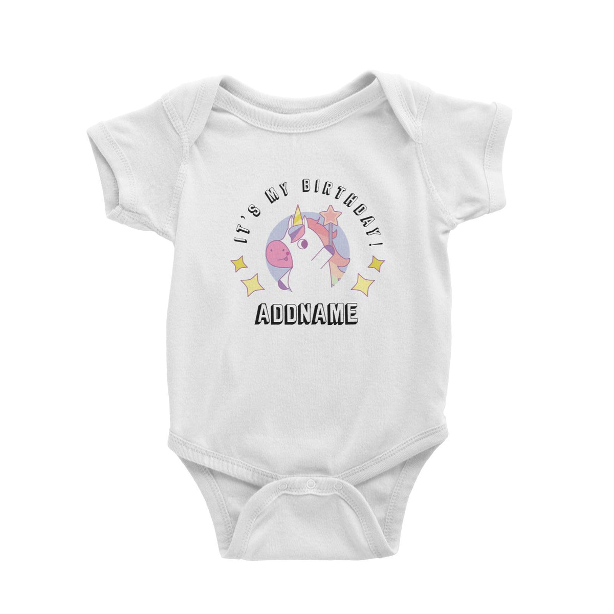 Birthday Unicorn Girl With Magic Wand It's My Birthday Addname Baby Romper
