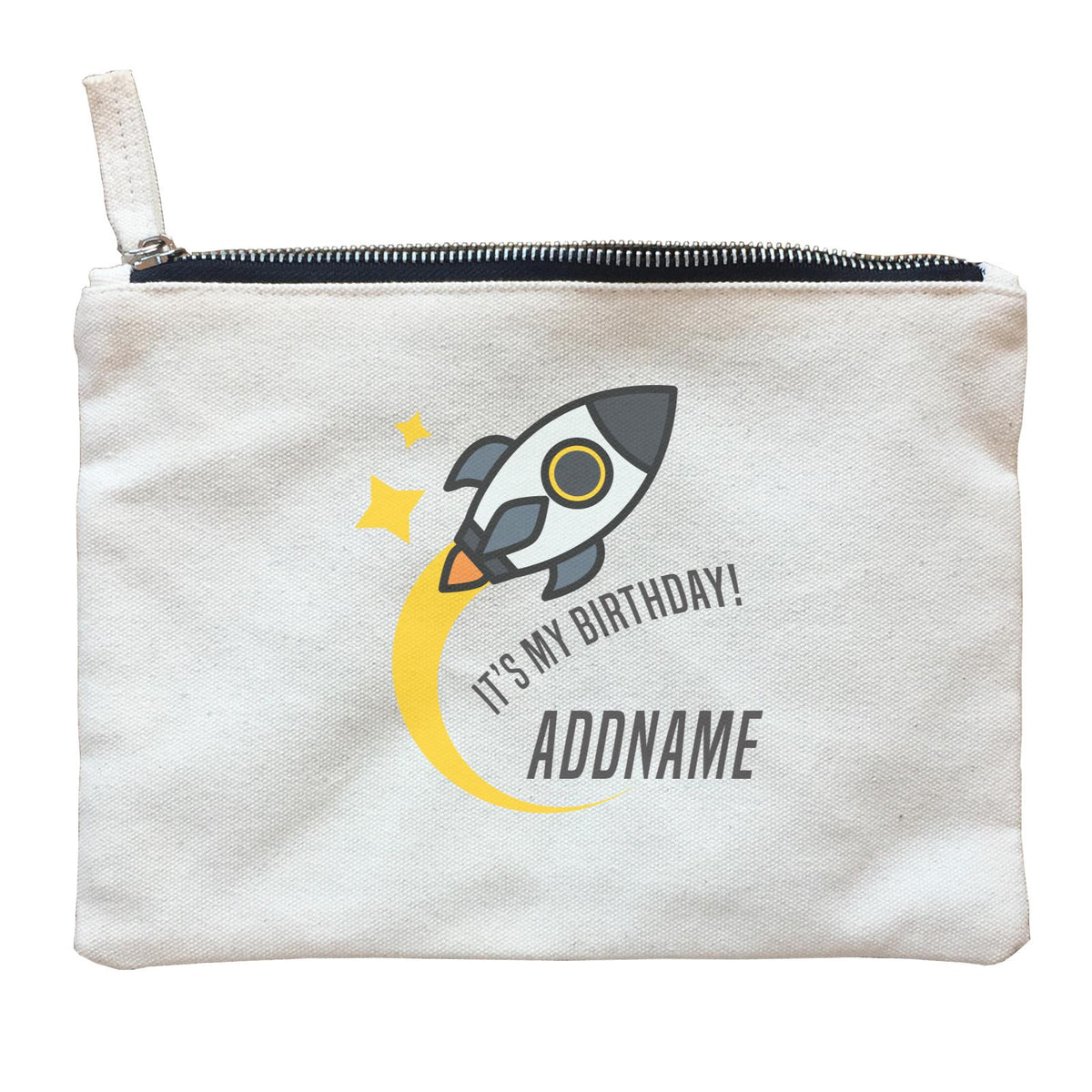 Birthday Flying Rocket To Galaxy It's My Birthday Addname Zipper Pouch