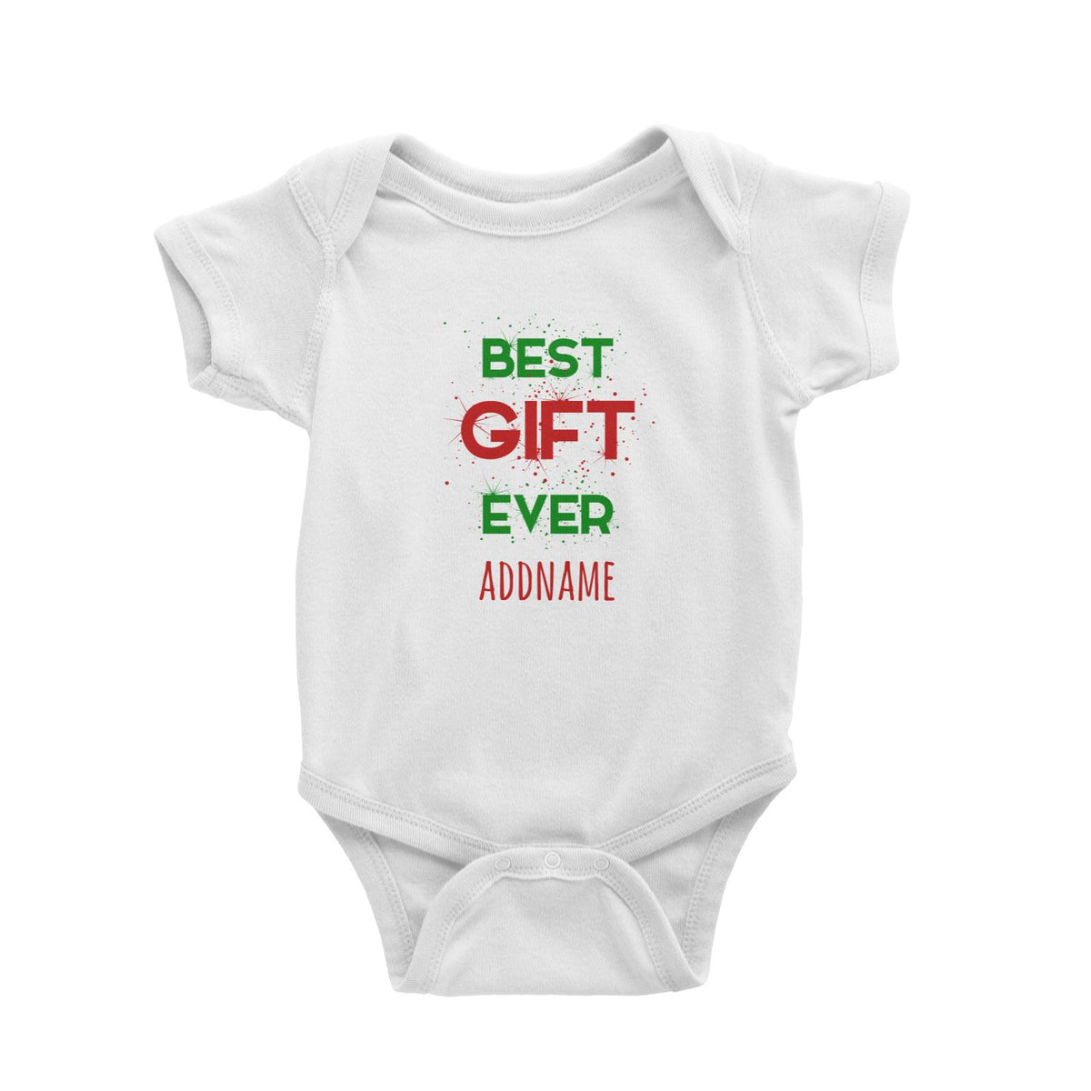 Best Gift Ever Addname Baby Romper Christmas Matching Family Lettering Funny Personalizable Designs