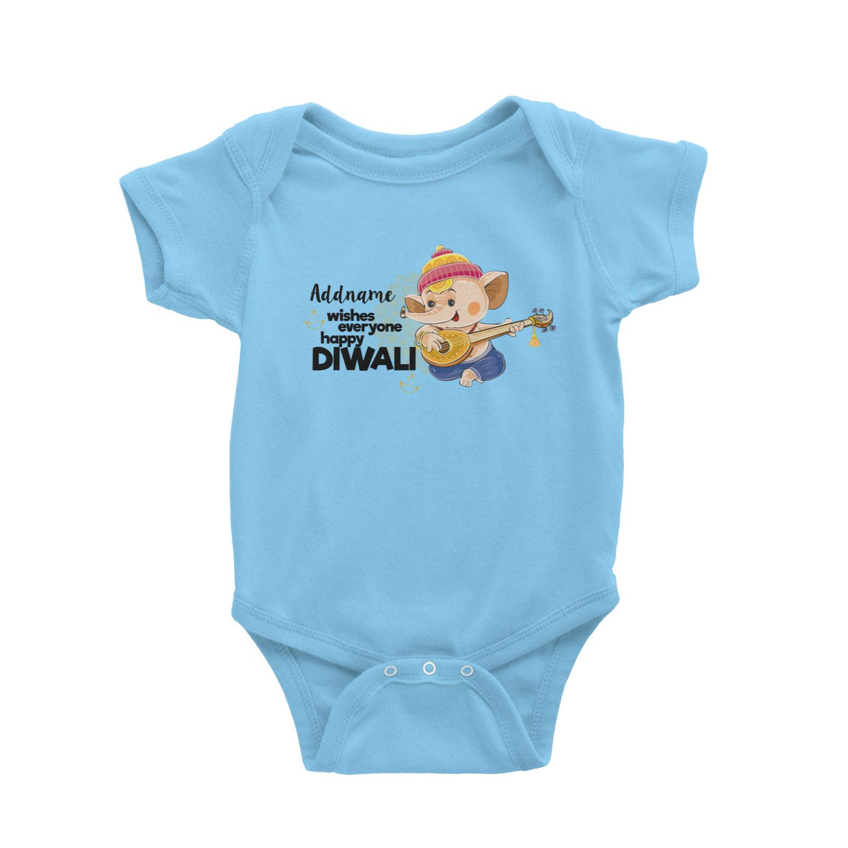 Cute Ganesha Addname Wishes Everyone Happy Diwali Baby Romper