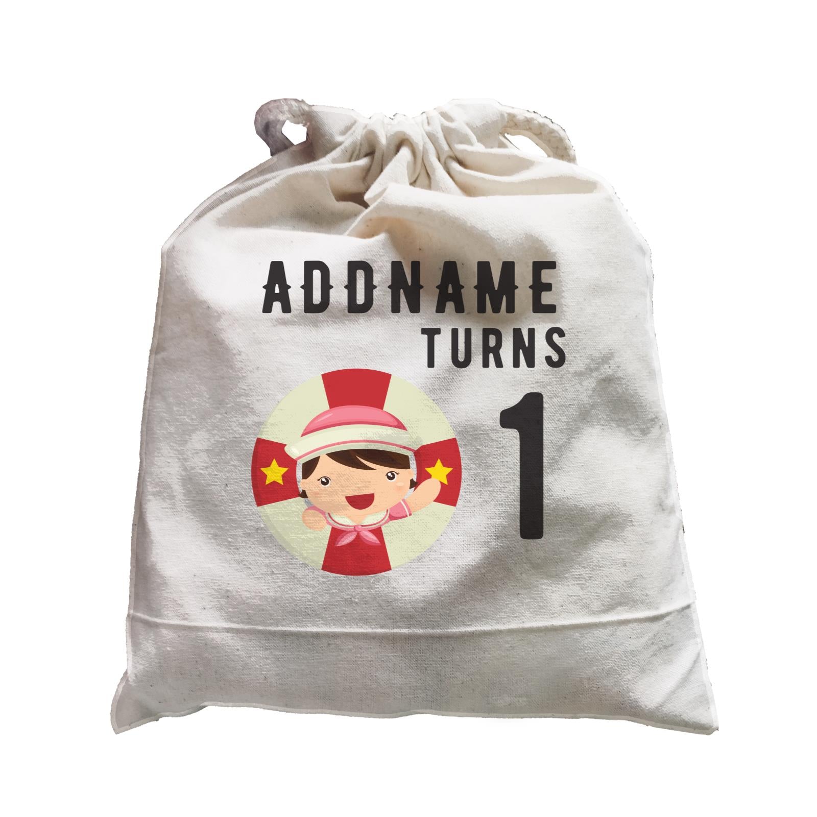 Birthday Sailor Baby Girl In Lifebuoy Addname Turns 1 Satchel