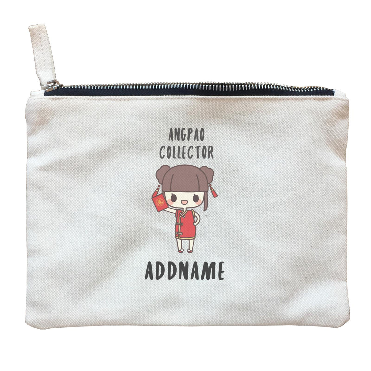 Chinese New Year Cute Girl Ang Pao Collector Zipper Pouch