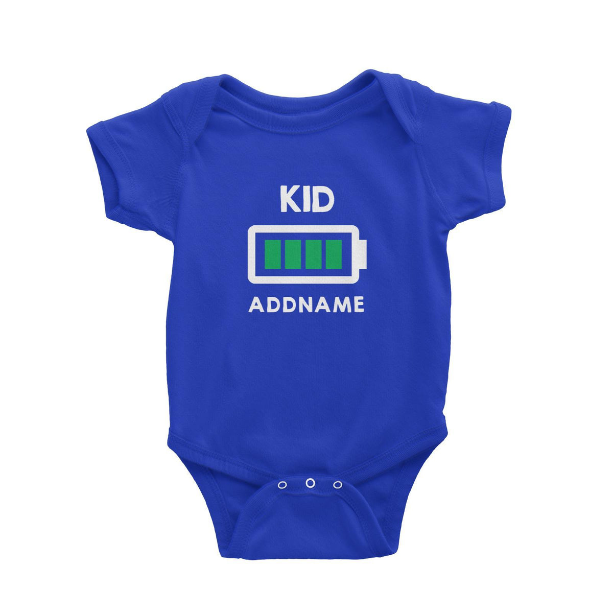 Battery Fully Charged Kid Addname Baby Romper  Matching Family Personalizable Designs
