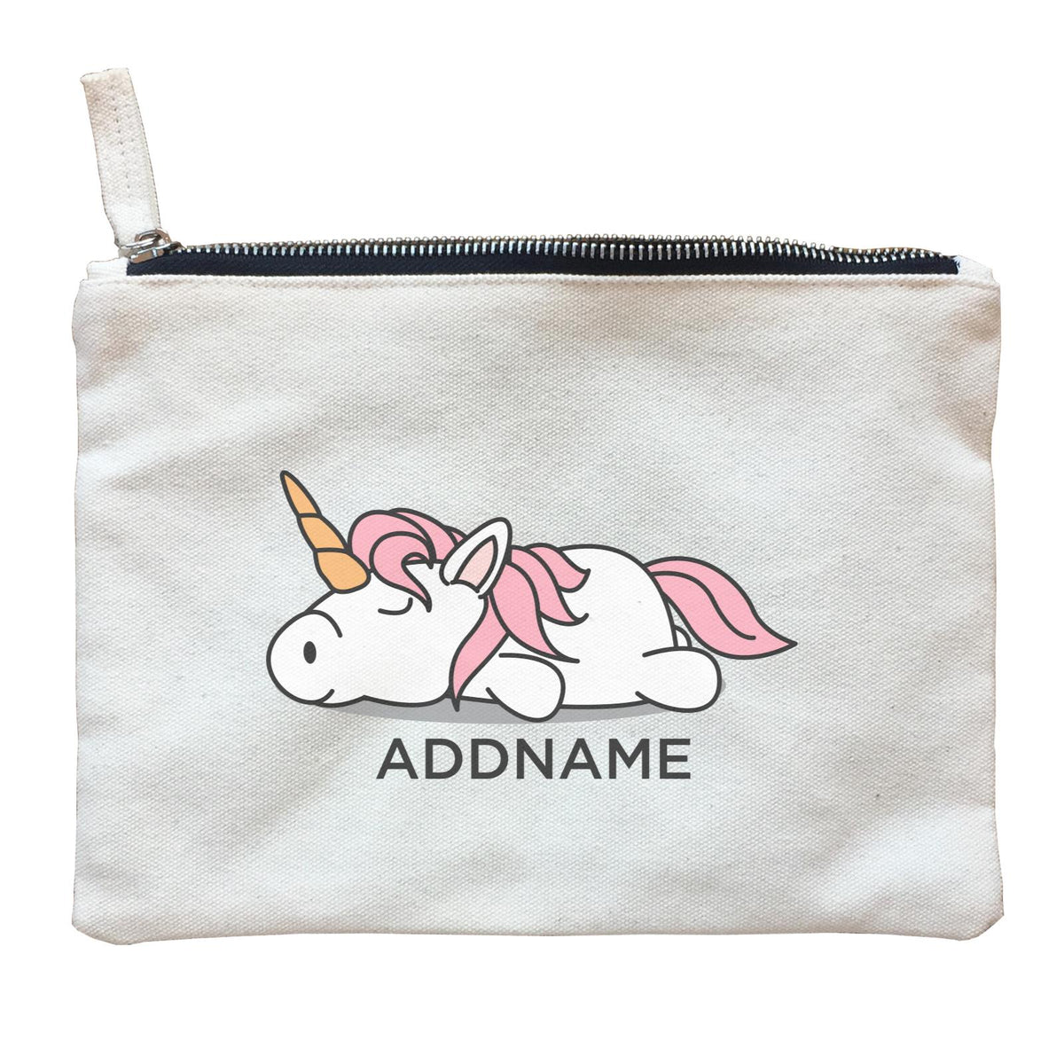 Lazy Pink Unicorn Addname Zipper Pouch