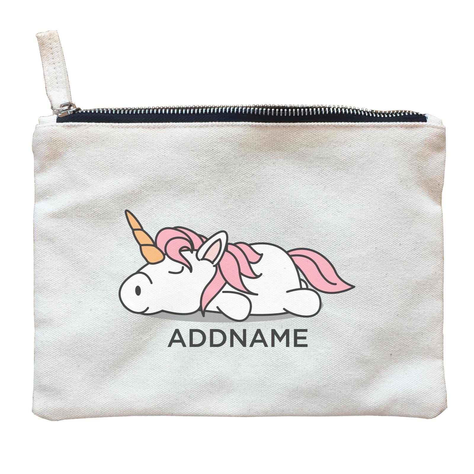 Lazy Pink Unicorn Addname Zipper Pouch