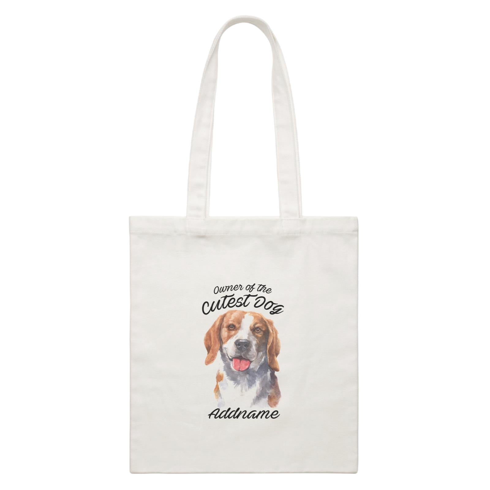 Watercolor Dog Owner Of The Cutest Dog Beagle Smile Addname White Canvas Bag