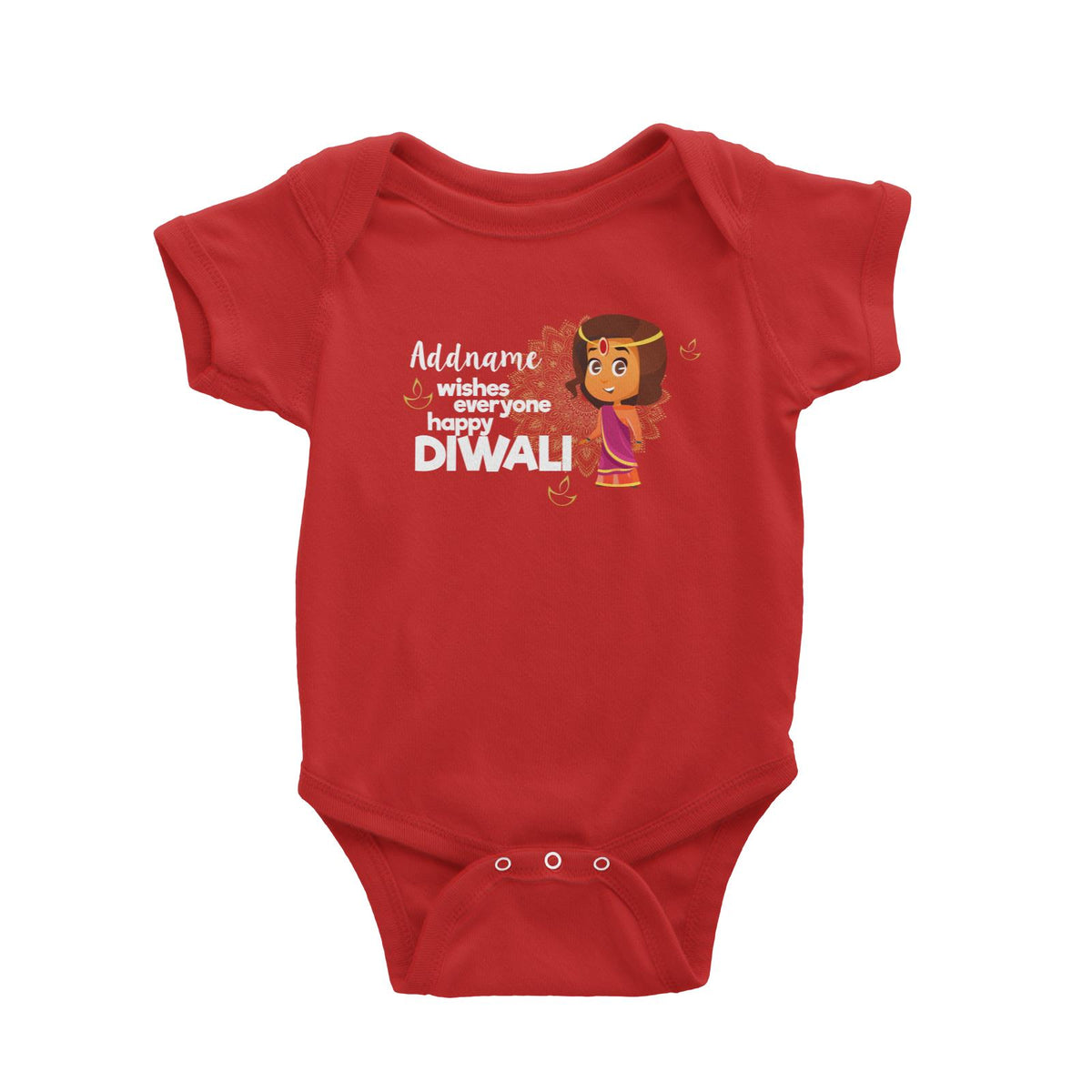 Cute Girl Wishes Everyone Happy Diwali Addname Baby Romper