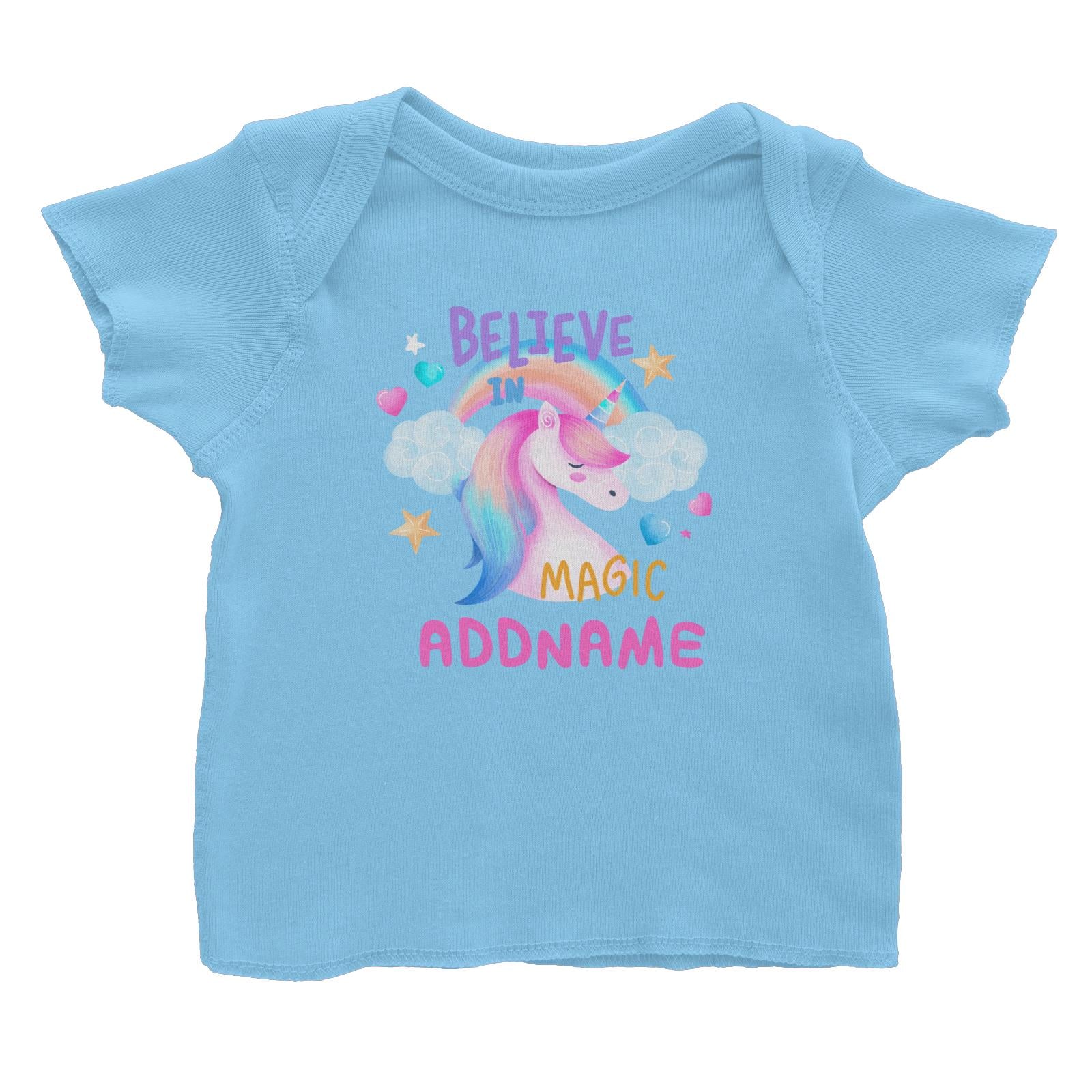 Children's Day Gift Series Believe In Magic Unicorn Addname Baby T-Shirt