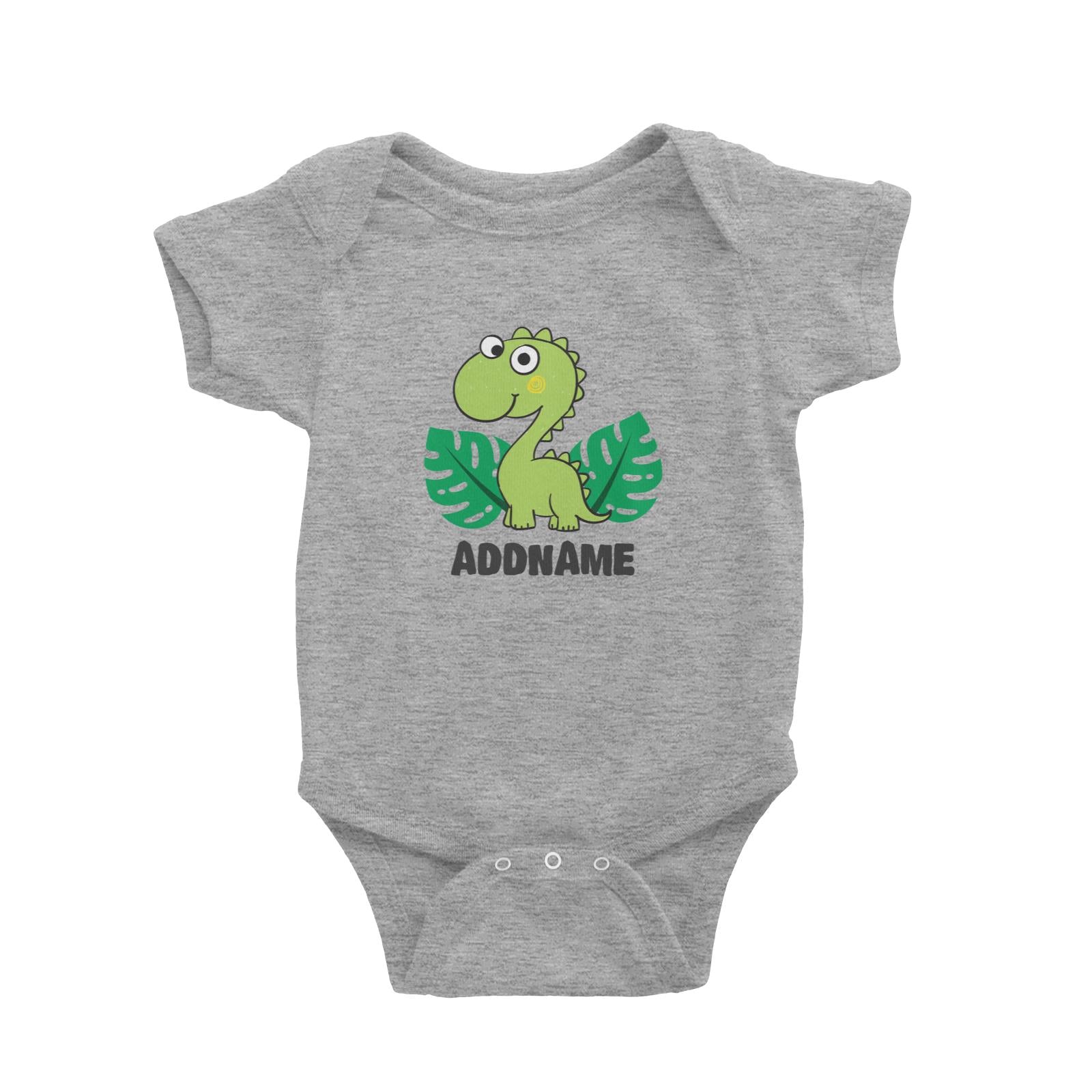 Super Cute Dinosaur With Green Leaves Baby Romper