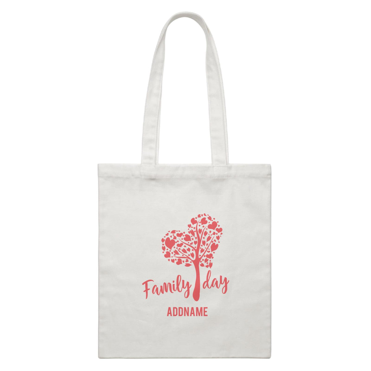 Family Day Love Tree With Love Leaves Family Day Addname White Canvas Bag