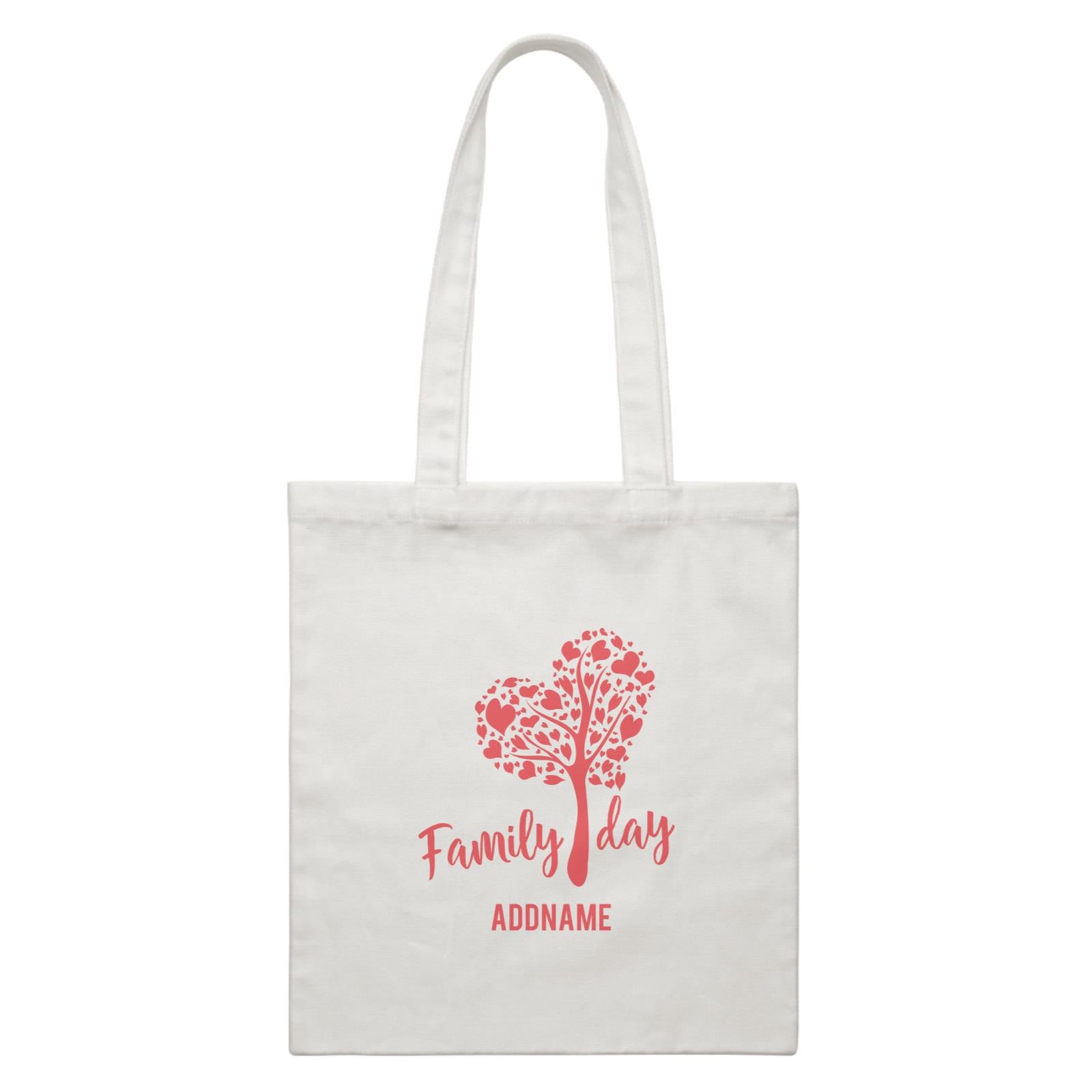 Family Day Love Tree With Love Leaves Family Day Addname White Canvas Bag