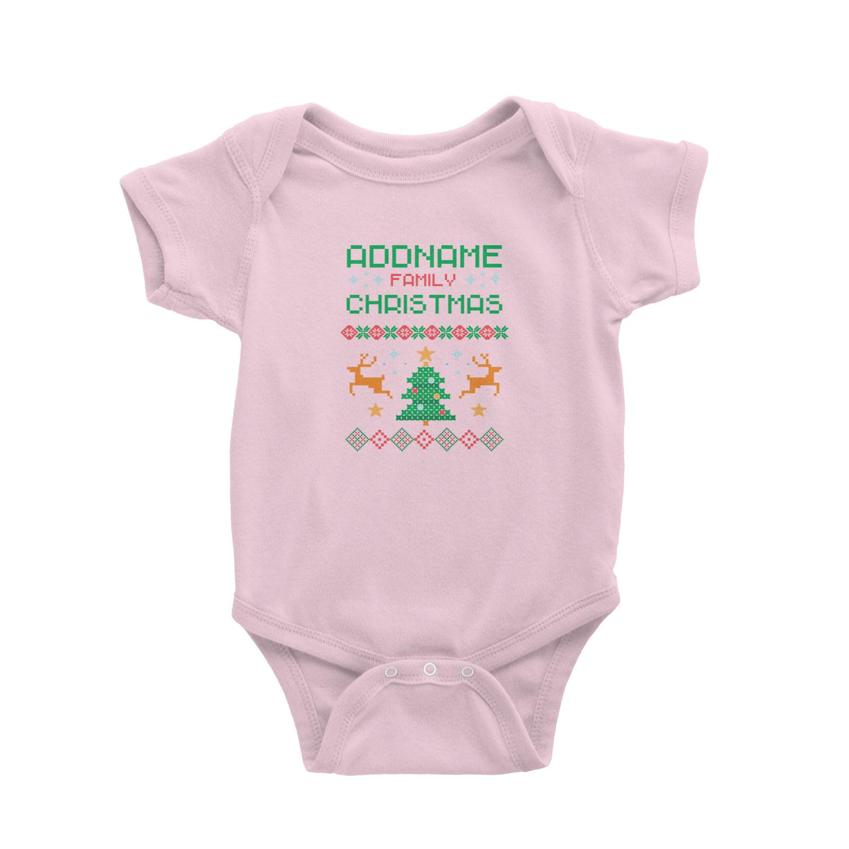 Christmas Series Addname Family Sweater Design Baby Romper