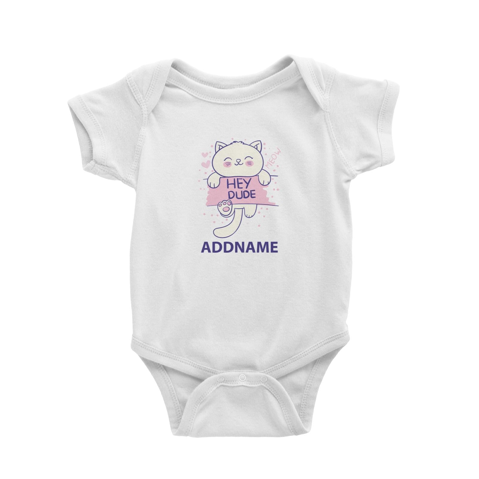 Cool Cute Animals Cats Hey Dude Addname Baby Romper