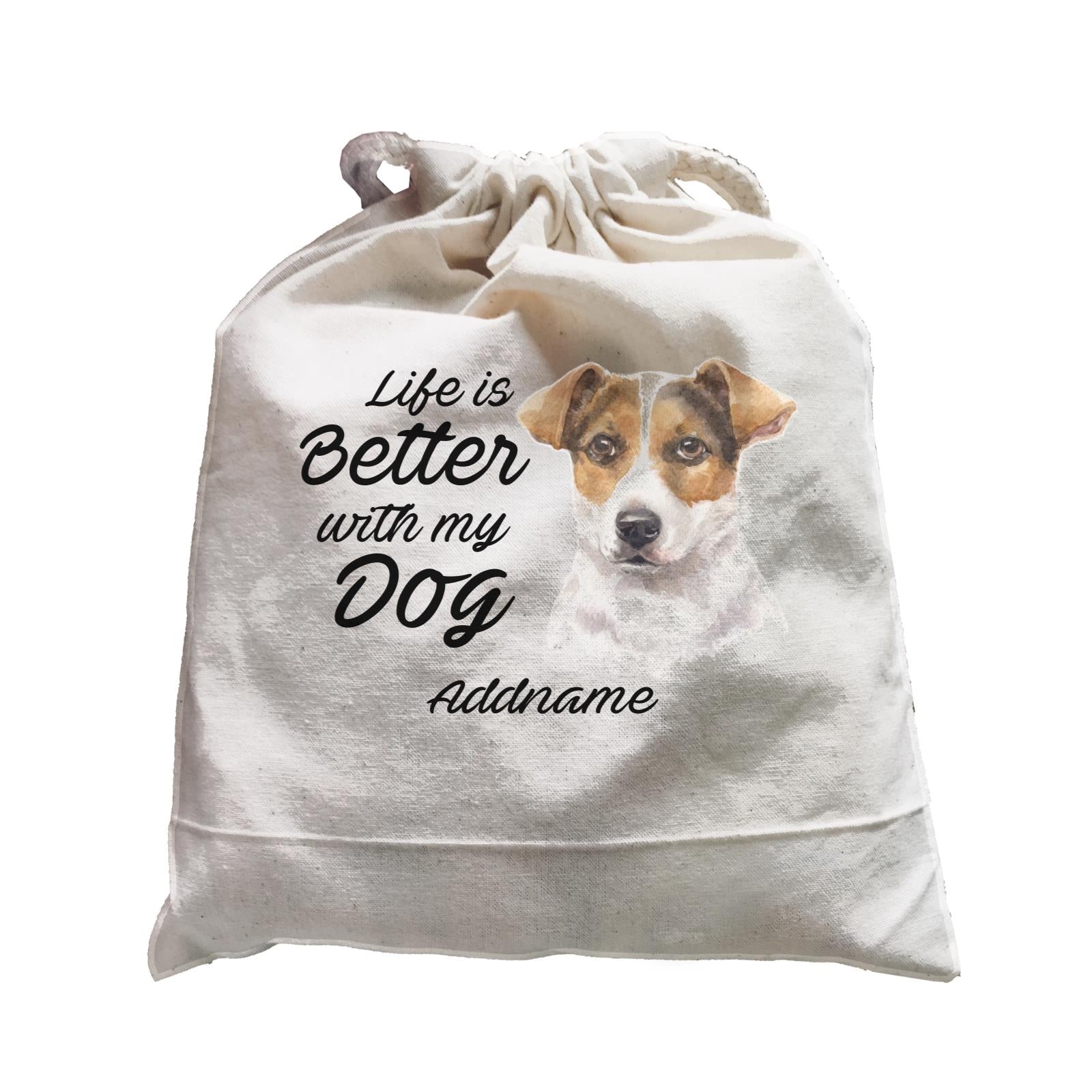 Watercolor Life is Better With My Dog Jack Russell Short Hair Addname Satchel