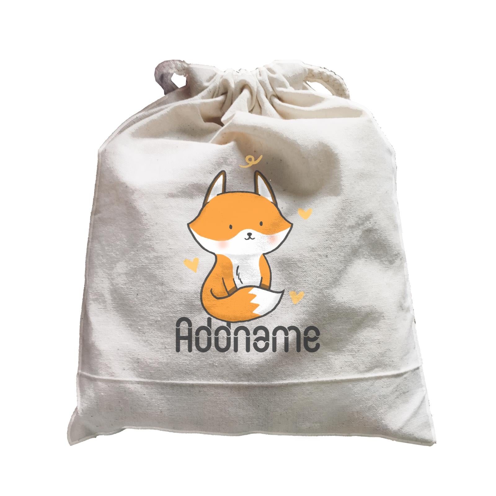 Cute Hand Drawn Style Fox Addname Satchel