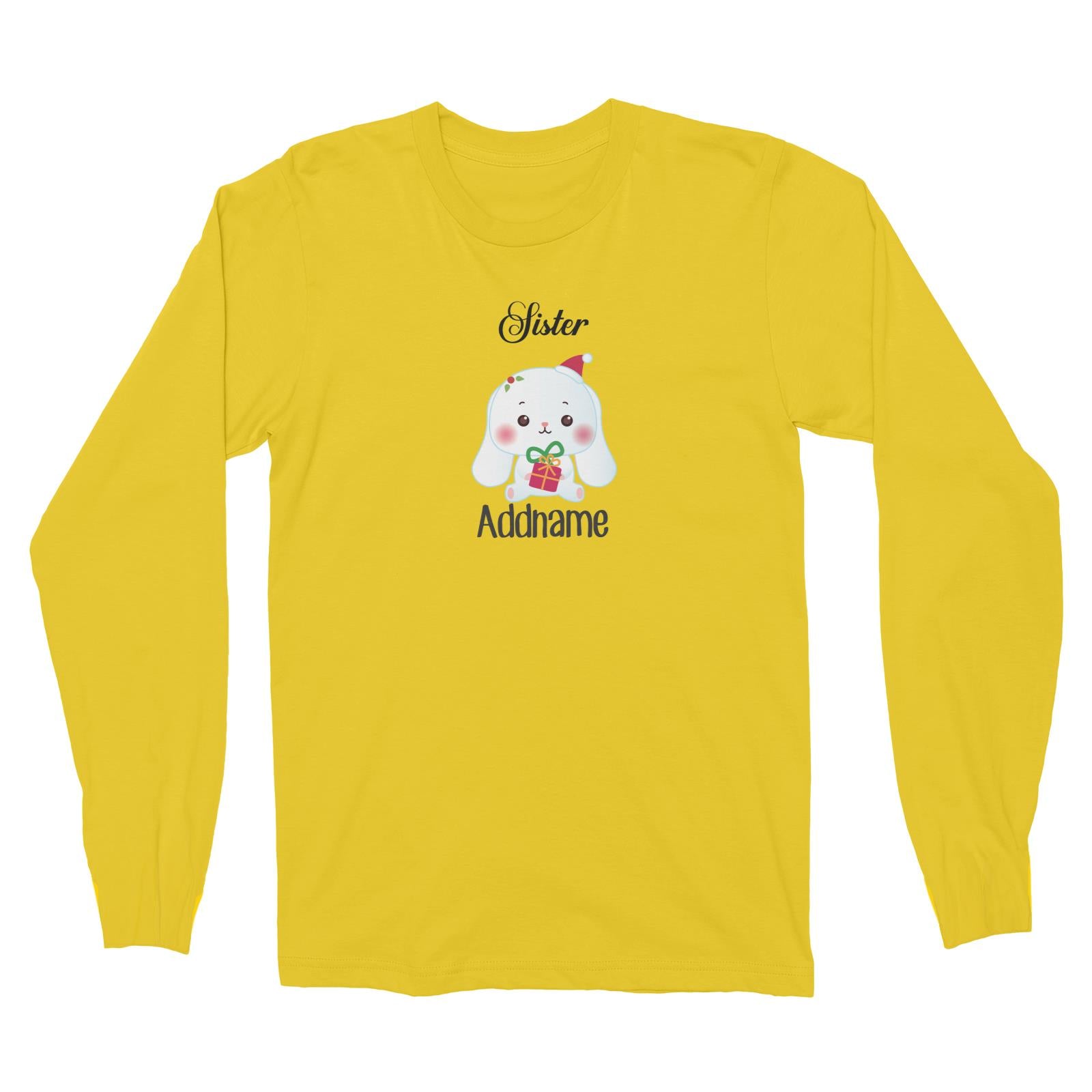 Christmas Cute Animal Series Sister Rabbit Long Sleeve Unisex T-Shirt