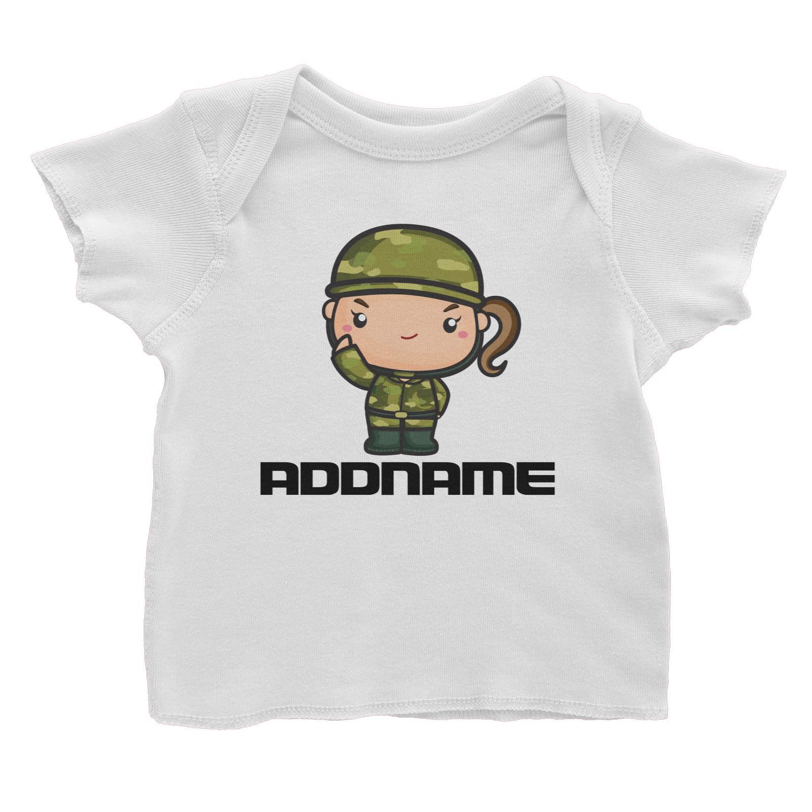 Birthday Battle Theme Army Soldier Girl Addname Baby T-Shirt