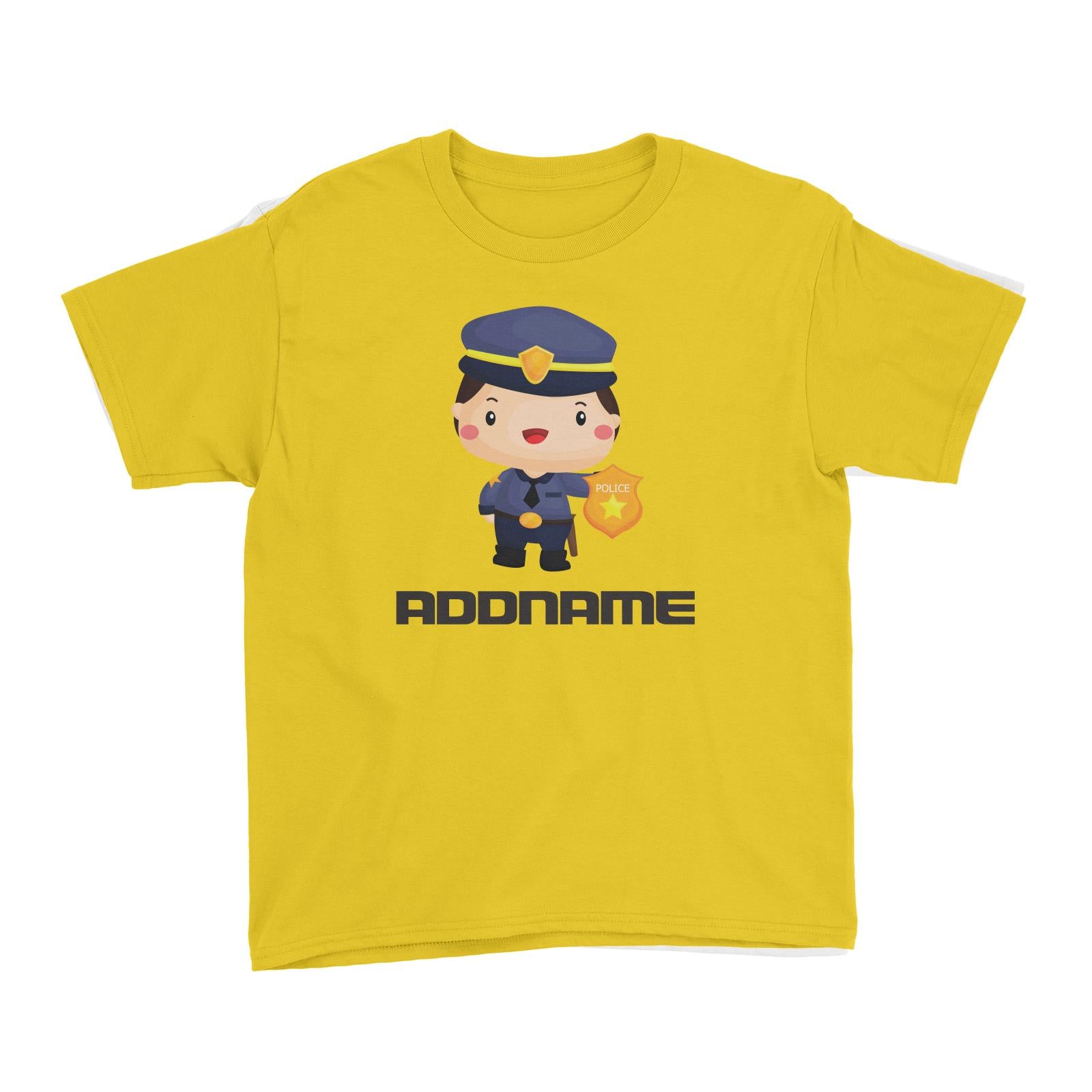 Birthday Police Officer Boy In Suit Addname Kid's T-Shirt