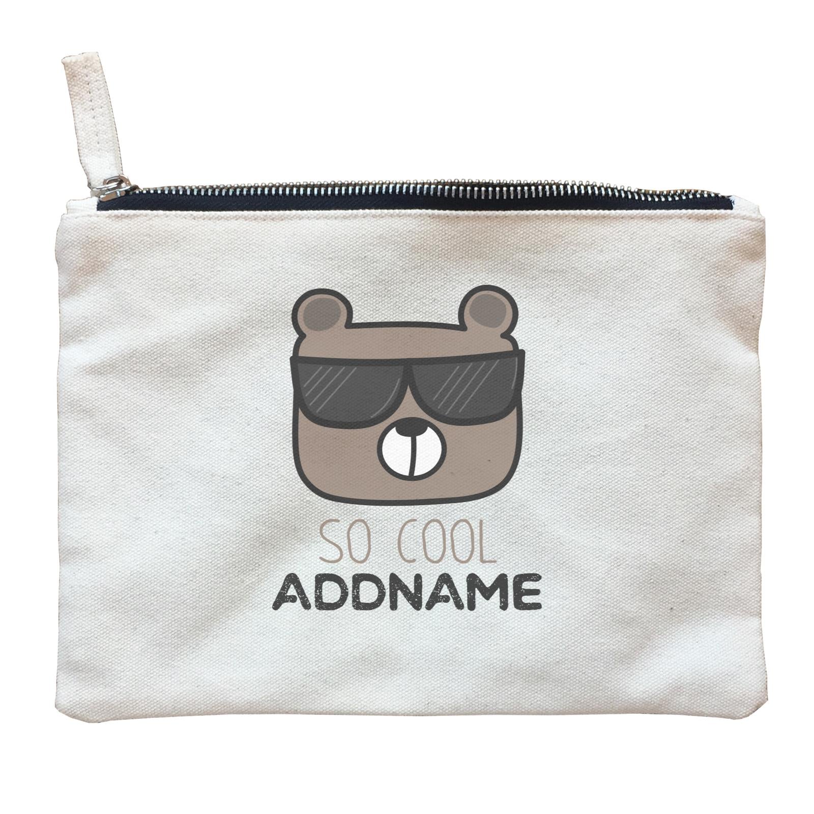 Cute Animals And Friends Series Cool Bear With Sunglasses Addname Zipper Pouch