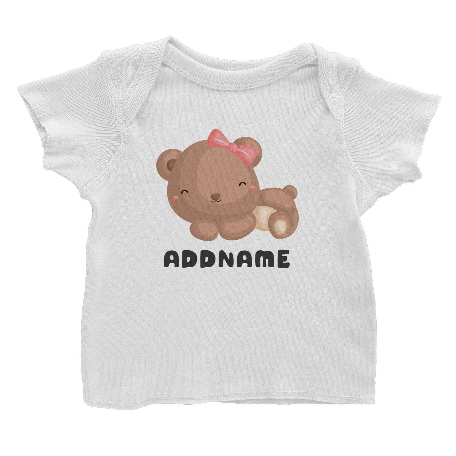 Birthday Friendly Animals Happy Sleeping Bear Addname Baby T-Shirt
