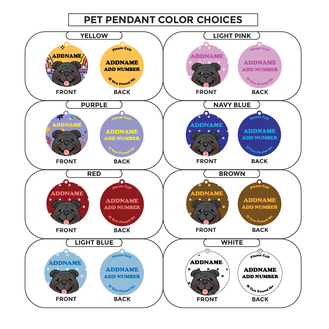 Paw Print Series - English Bulldog Large Dog Pet Pendant with Collar