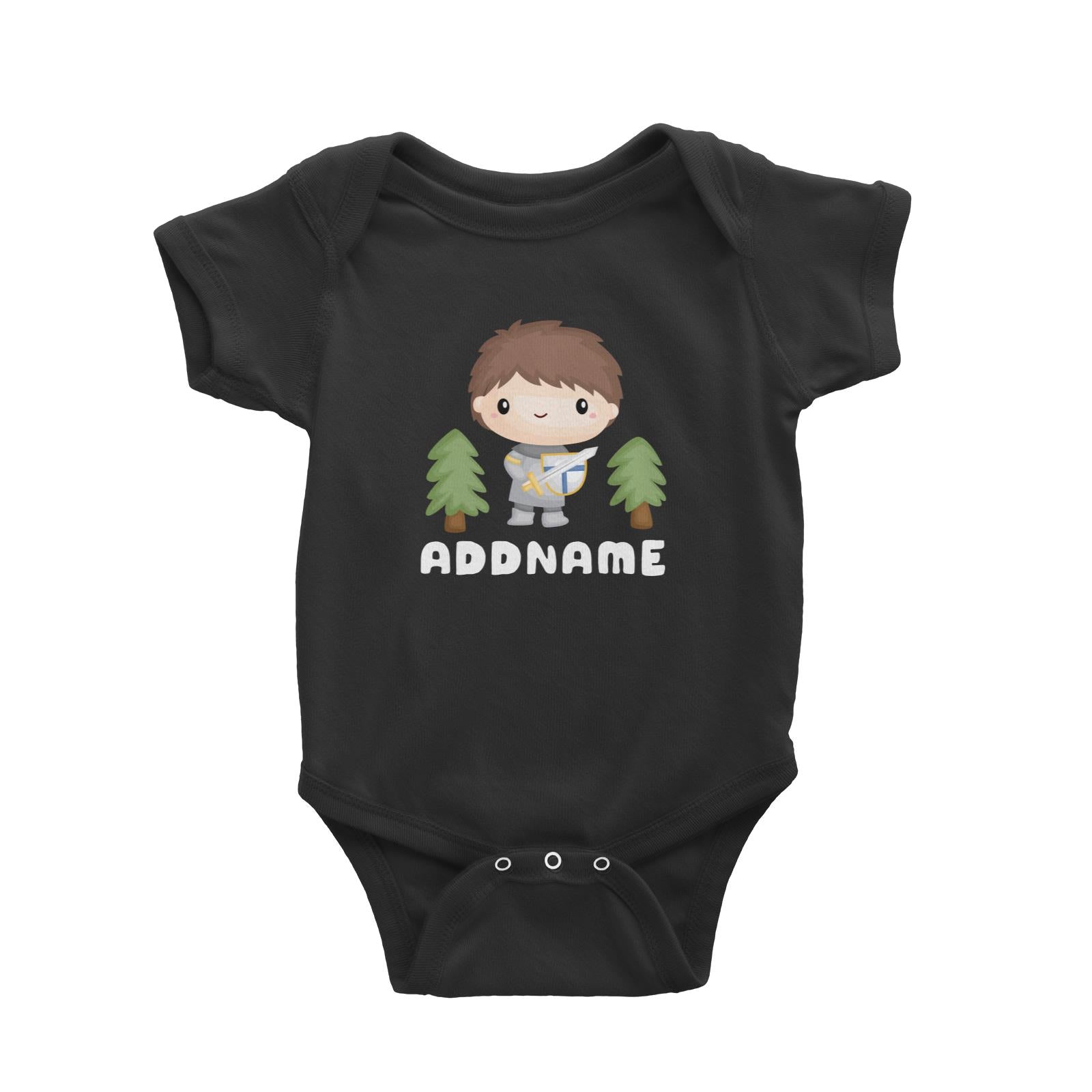 Birthday Royal Knight Boy Holding Sheild And Sword Addname Baby Romper