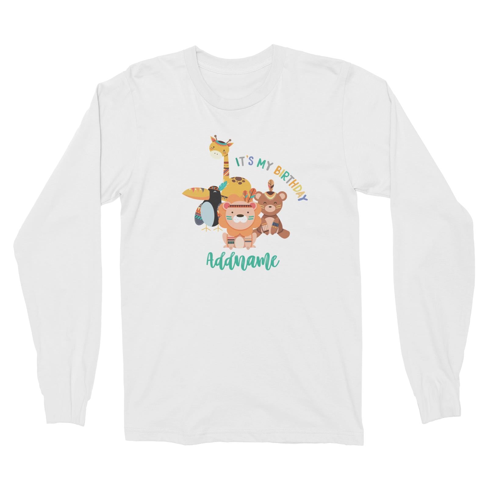 Animal Tribal Birthday Theme Addname Long Sleeve Unisex T-Shirt