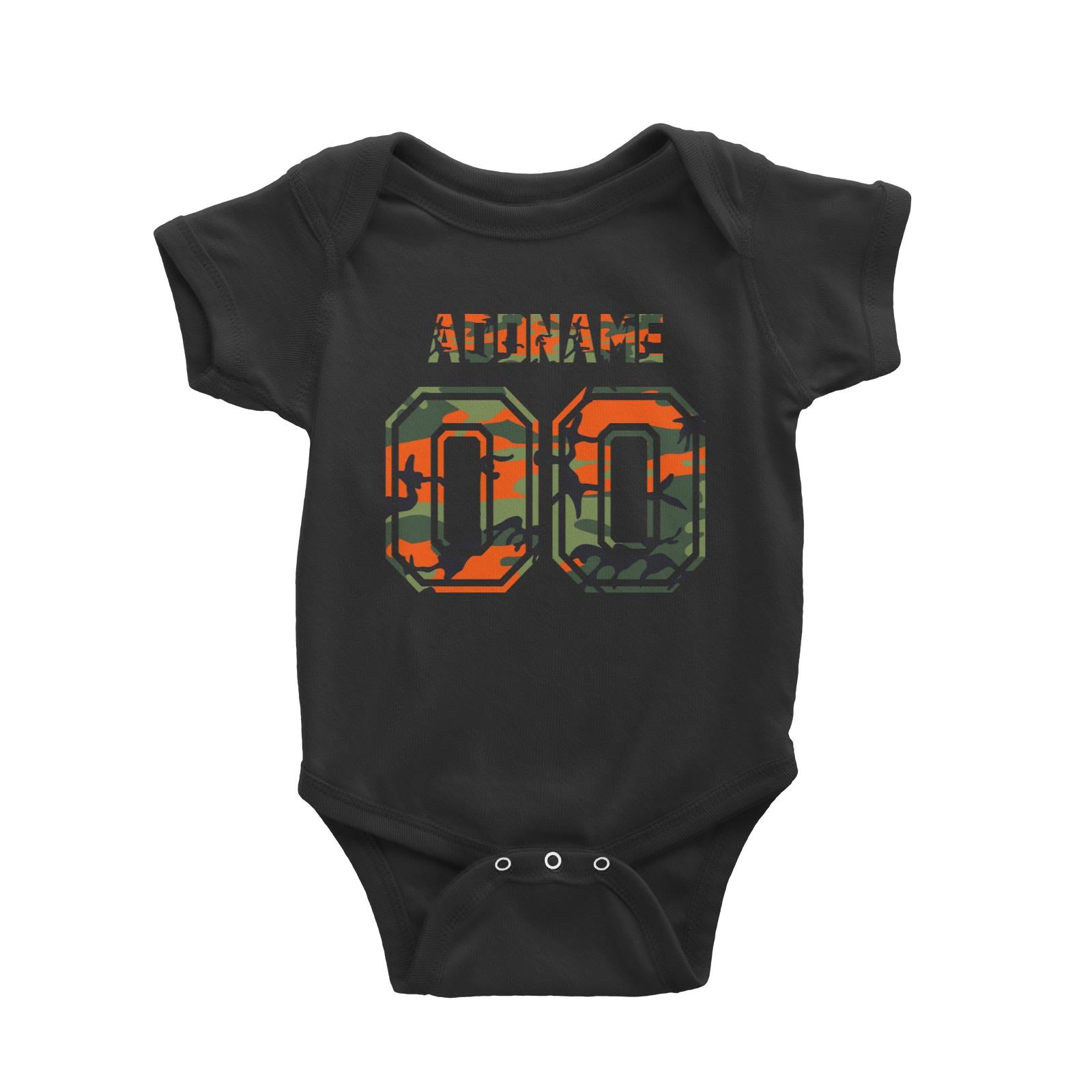 Jersey Red Camo With Name and Number Baby Romper