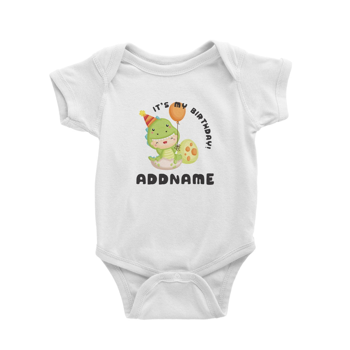 Birthday Dinosaur Happy Baby Wearing Dinosaur Suit It's My Birthday Addname Baby Romper