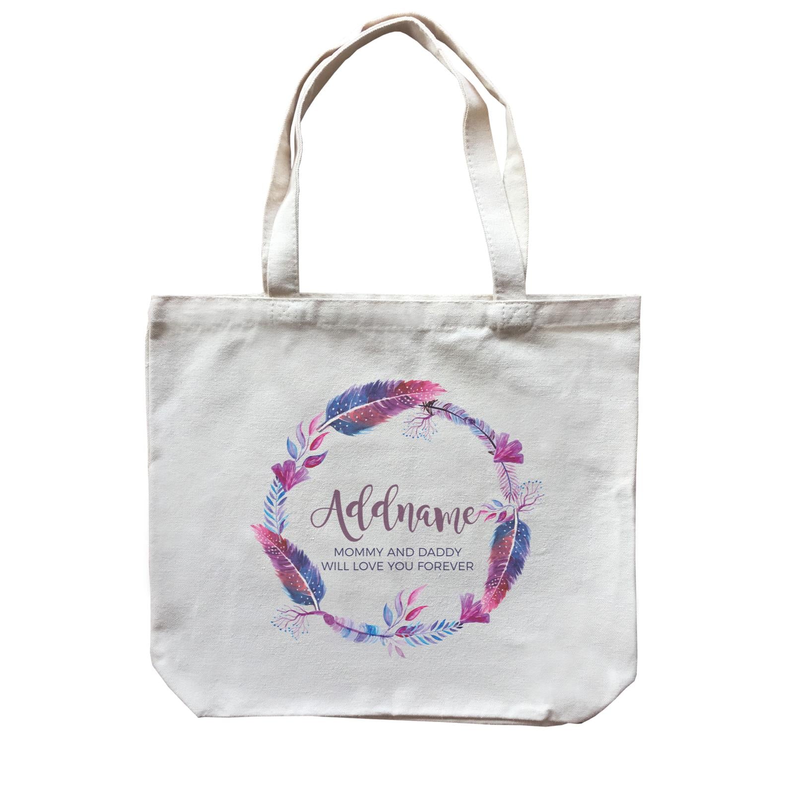 Purple Feather Wreath Personalizable with Name and Text Canvas Bag