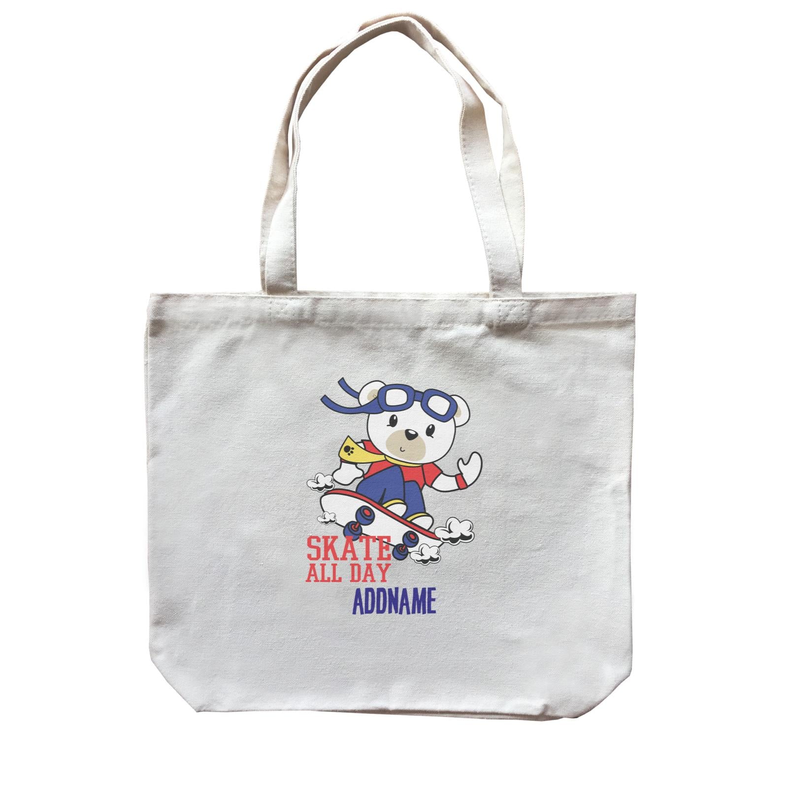 Cool Vibrant Series Bear Skate All Day Addname Canvas Bag