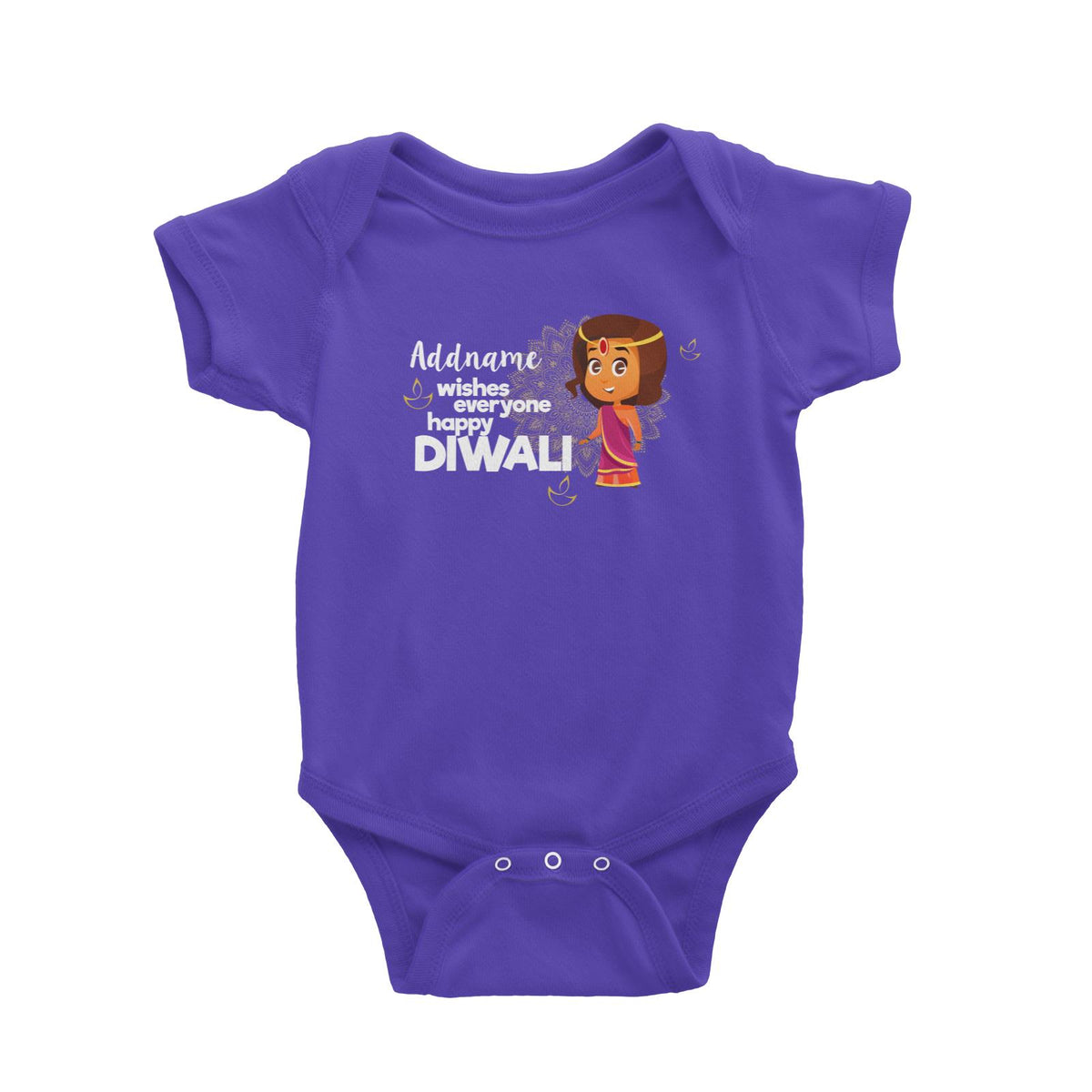 Cute Girl Wishes Everyone Happy Diwali Addname Baby Romper