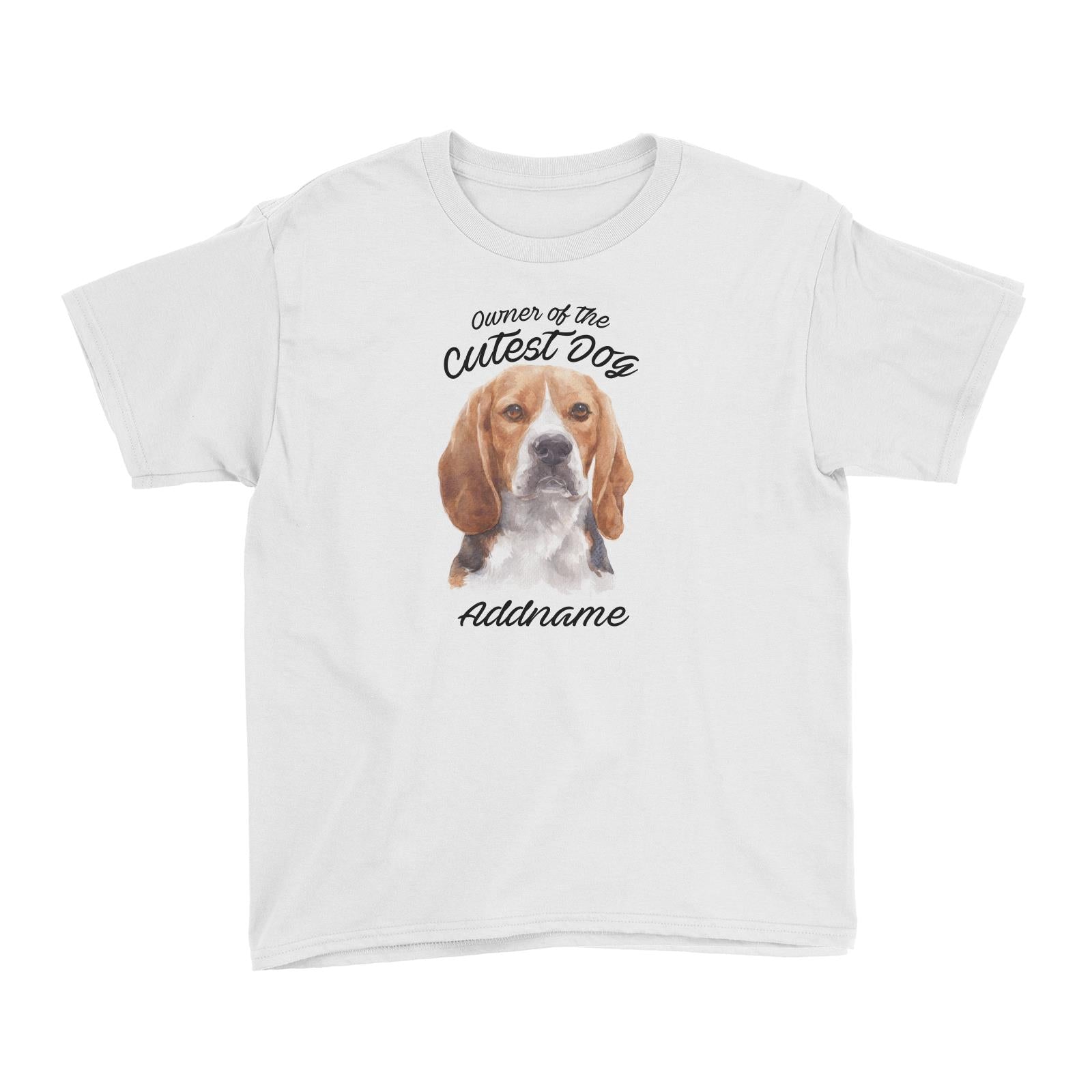 Watercolor Dog Owner Of The Dog Beagle Frown Addname Kid's T-Shirt
