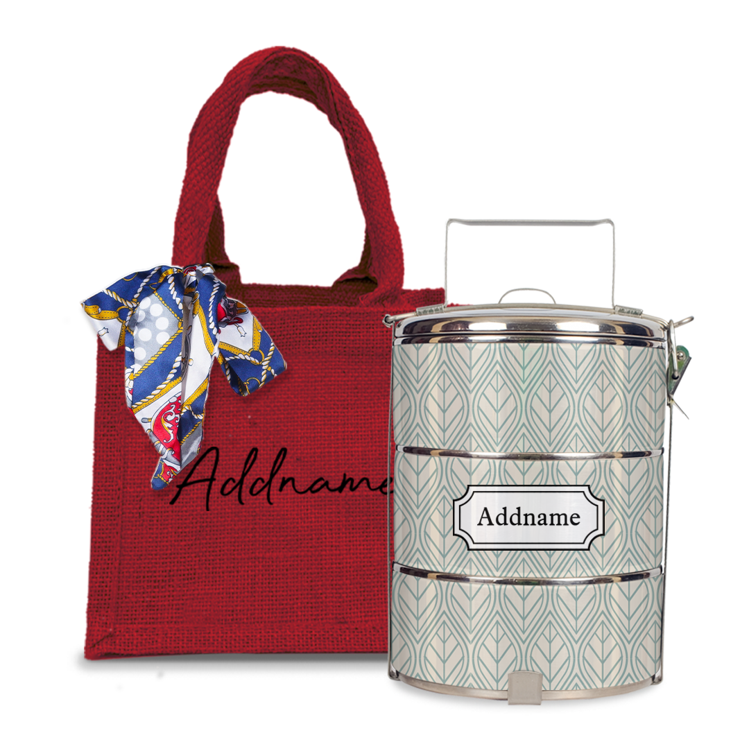 Minimal Geometric Leaf Tiffin Carrier