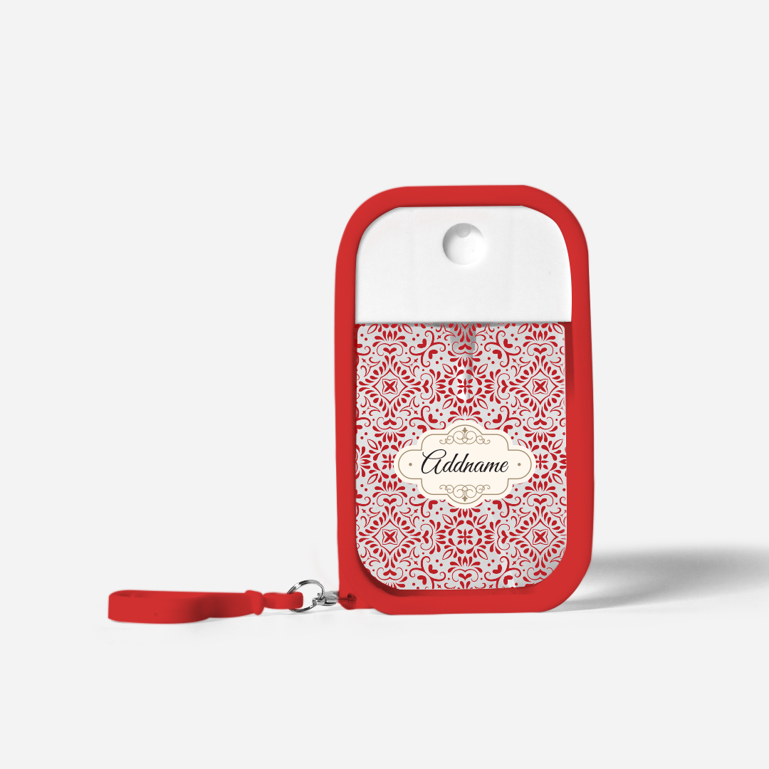 Moroccan Series Refillable Hand Sanitizer with Personalisation - Arabesque Rosette Red