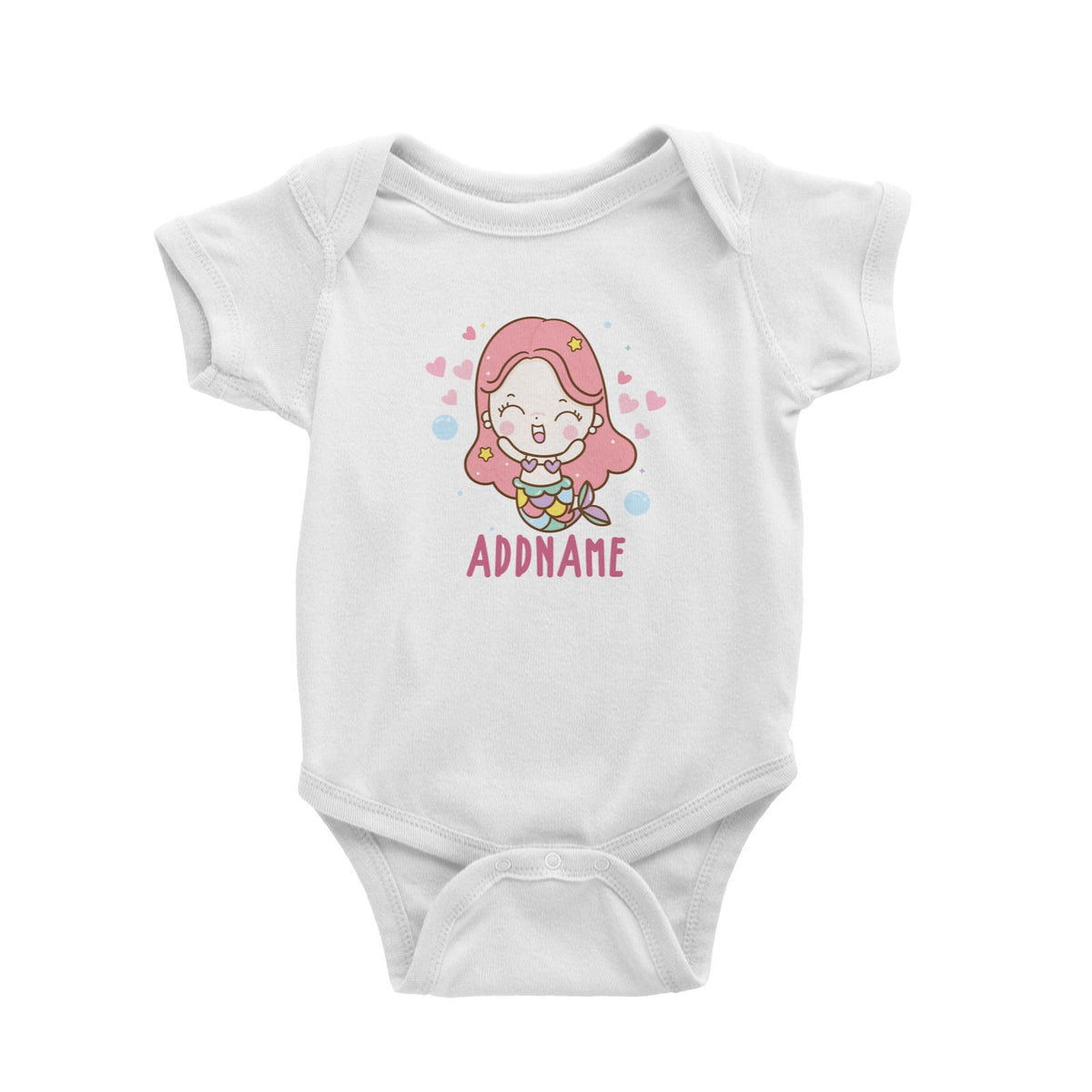 Unicorn And Princess Series Cute Happy Mermaid Girl Addname Baby Romper