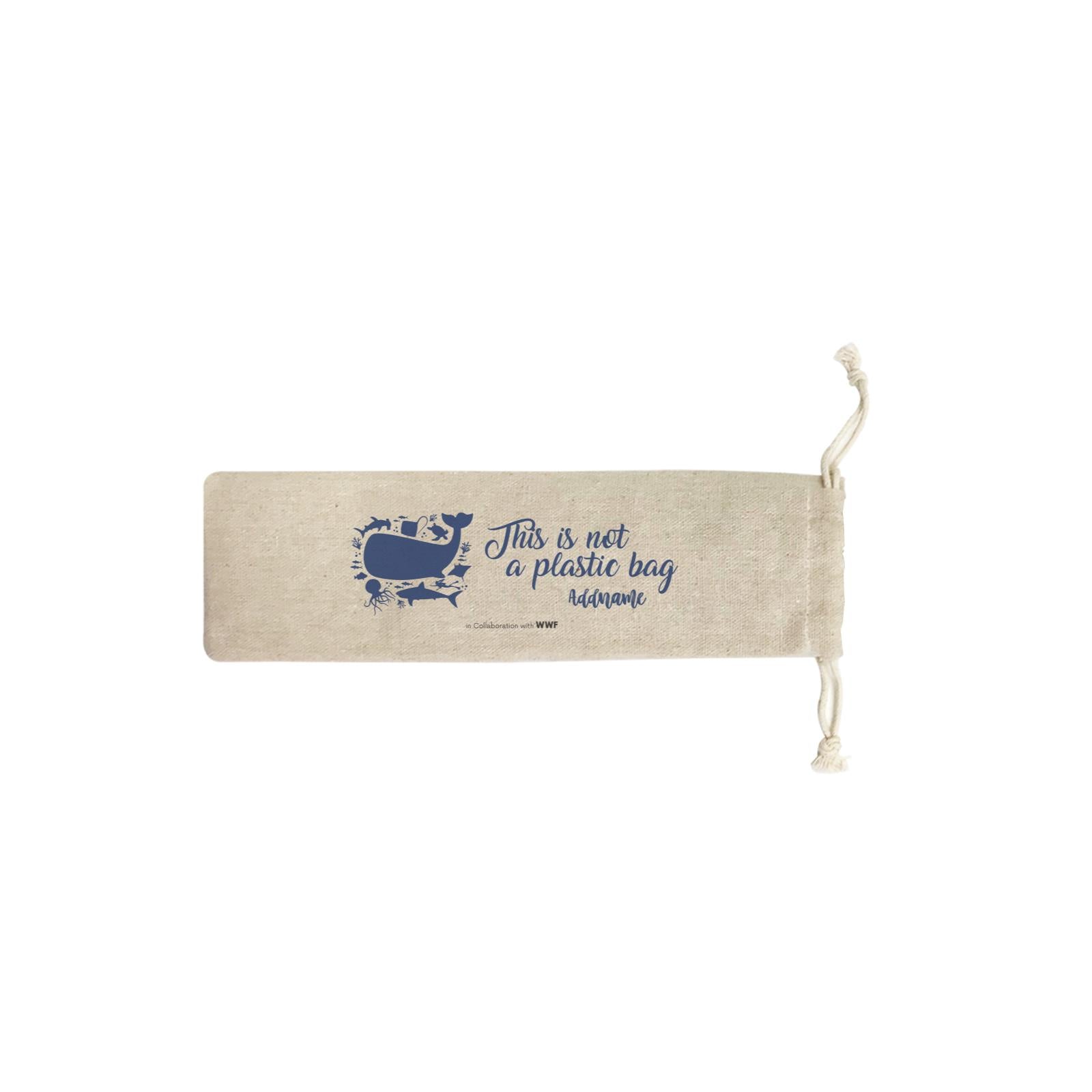 This is Not A Plastic Bag with Sea Animals Silhouette Addname SB Straw Pouch (No Straws included)