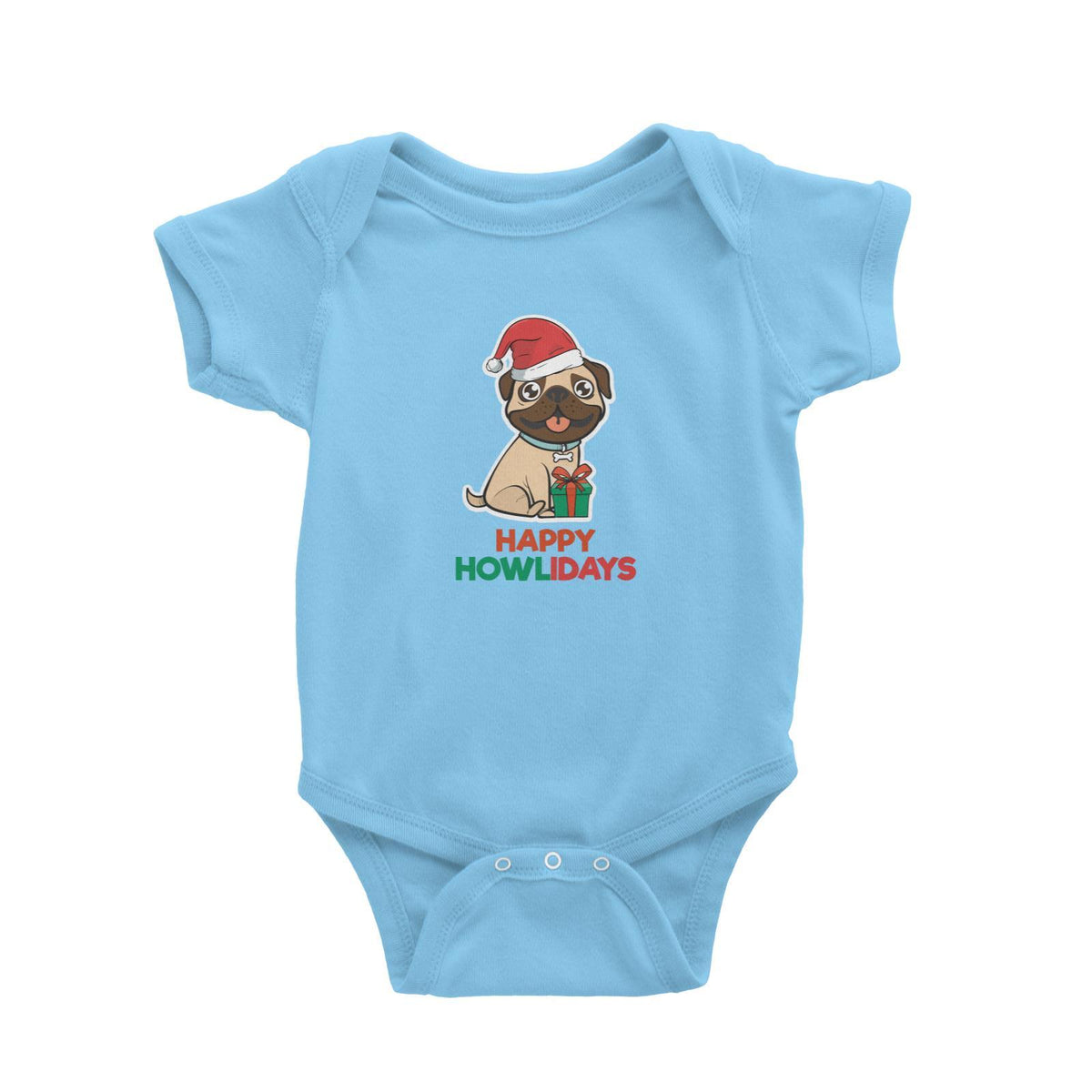 Happy Howlidays Pug Baby Romper Christmas Animal Funny Cute Dog Lover
