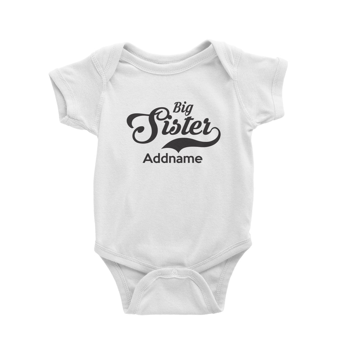 Retro Big Sister Addname Baby Romper  Matching Family Personalizable Designs