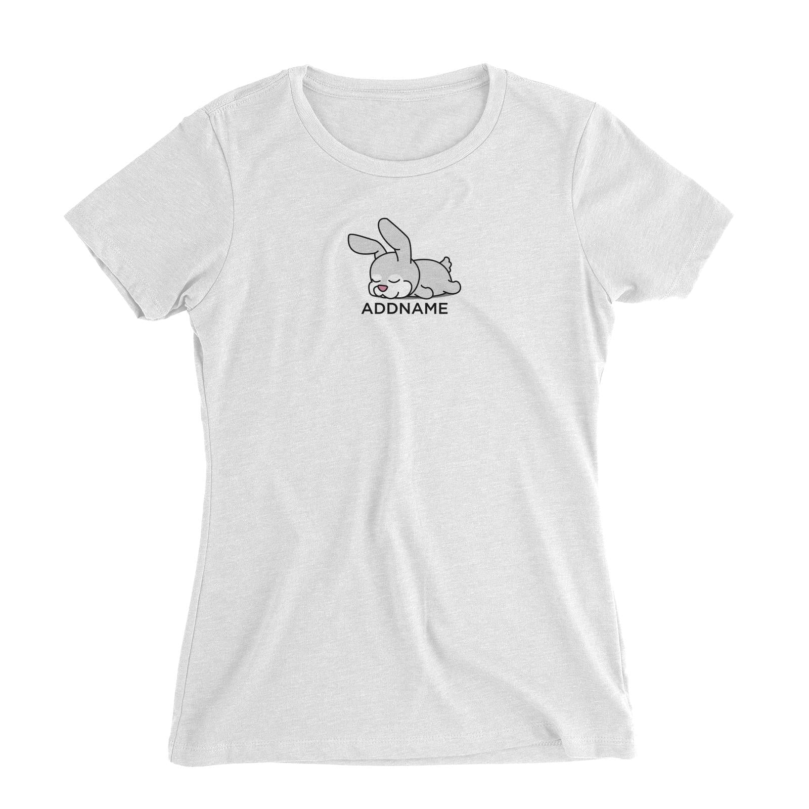 Lazy Bunny Addname Women's Slim Fit T-Shirt  (FLASH DEAL)