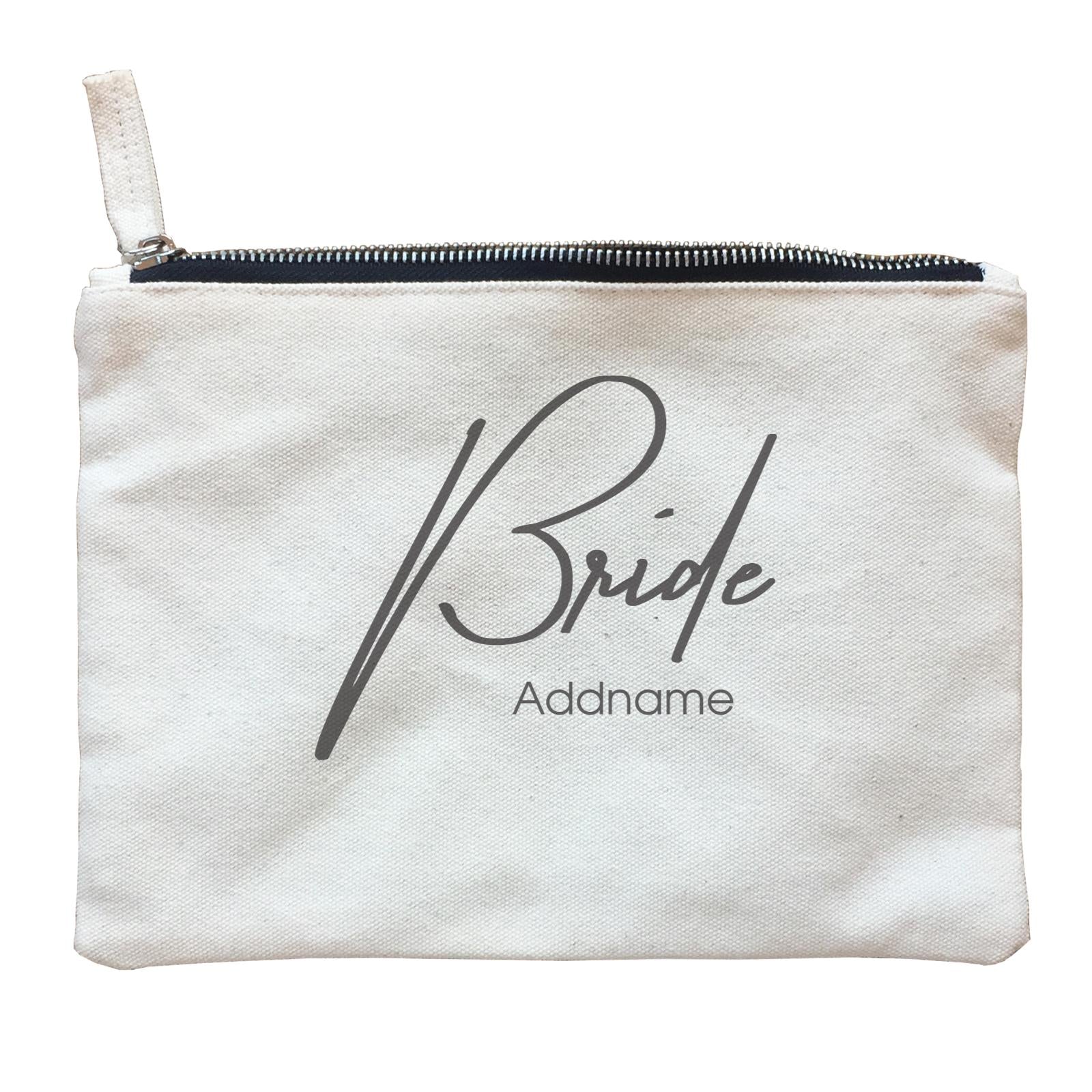 Wedding Couple Western Cursive Bride Addname Zipper Pouch