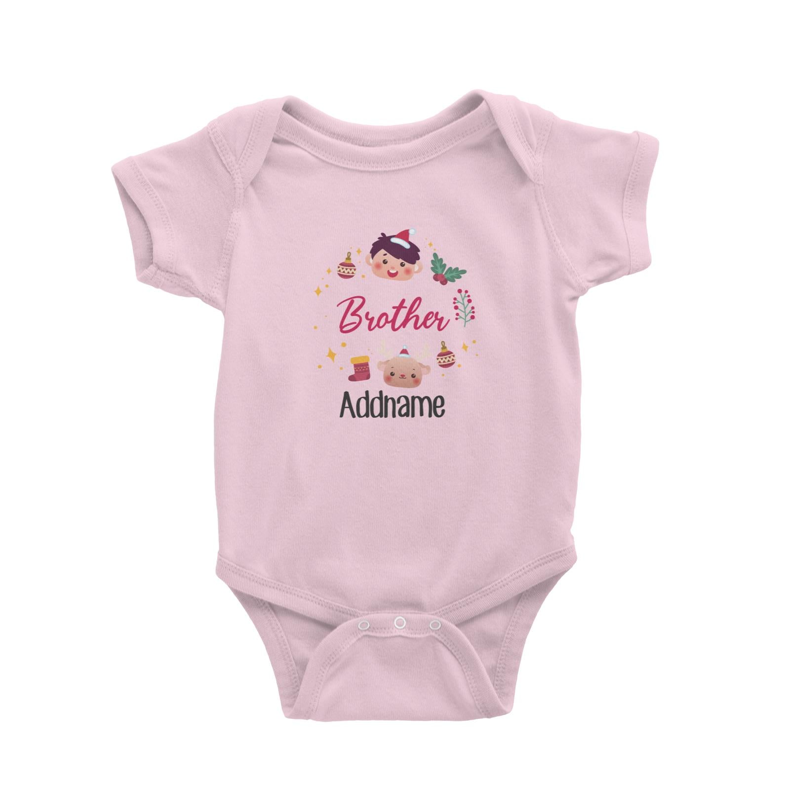 Christmas Cute Wreath Brother Baby Romper