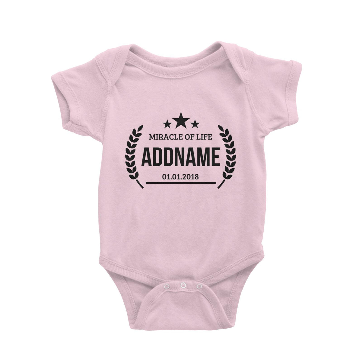 Miracle of Life with Stars Personalizable with Name and Date Baby Romper